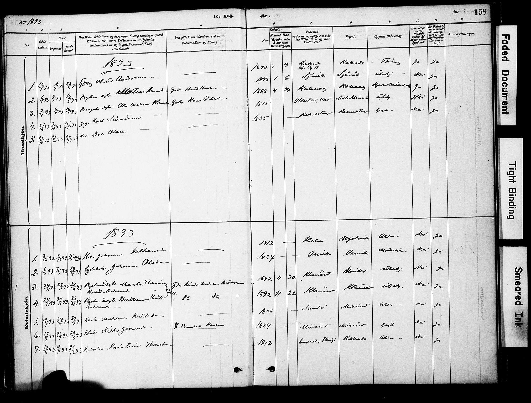 Ministerialprotokoller, klokkerbøker og fødselsregistre - Møre og Romsdal, SAT/A-1454/563/L0736: Parish register (official) no. 563A01, 1878-1903, p. 158