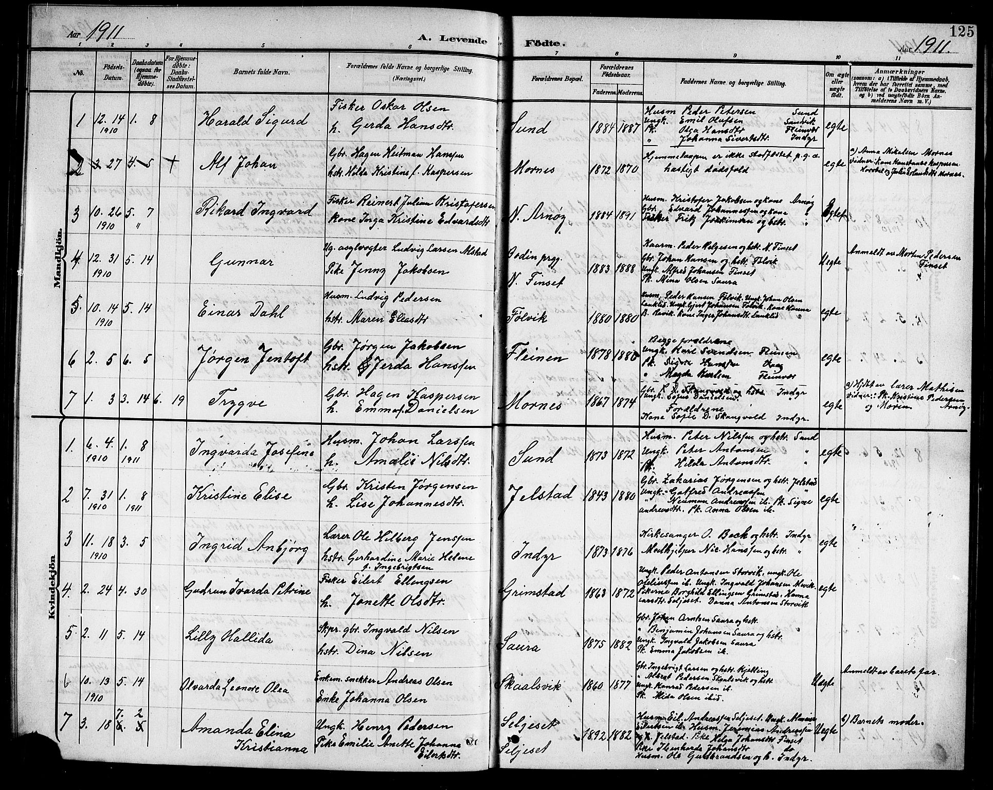 Ministerialprotokoller, klokkerbøker og fødselsregistre - Nordland, SAT/A-1459/805/L0109: Parish register (copy) no. 805C05, 1900-1911, p. 125