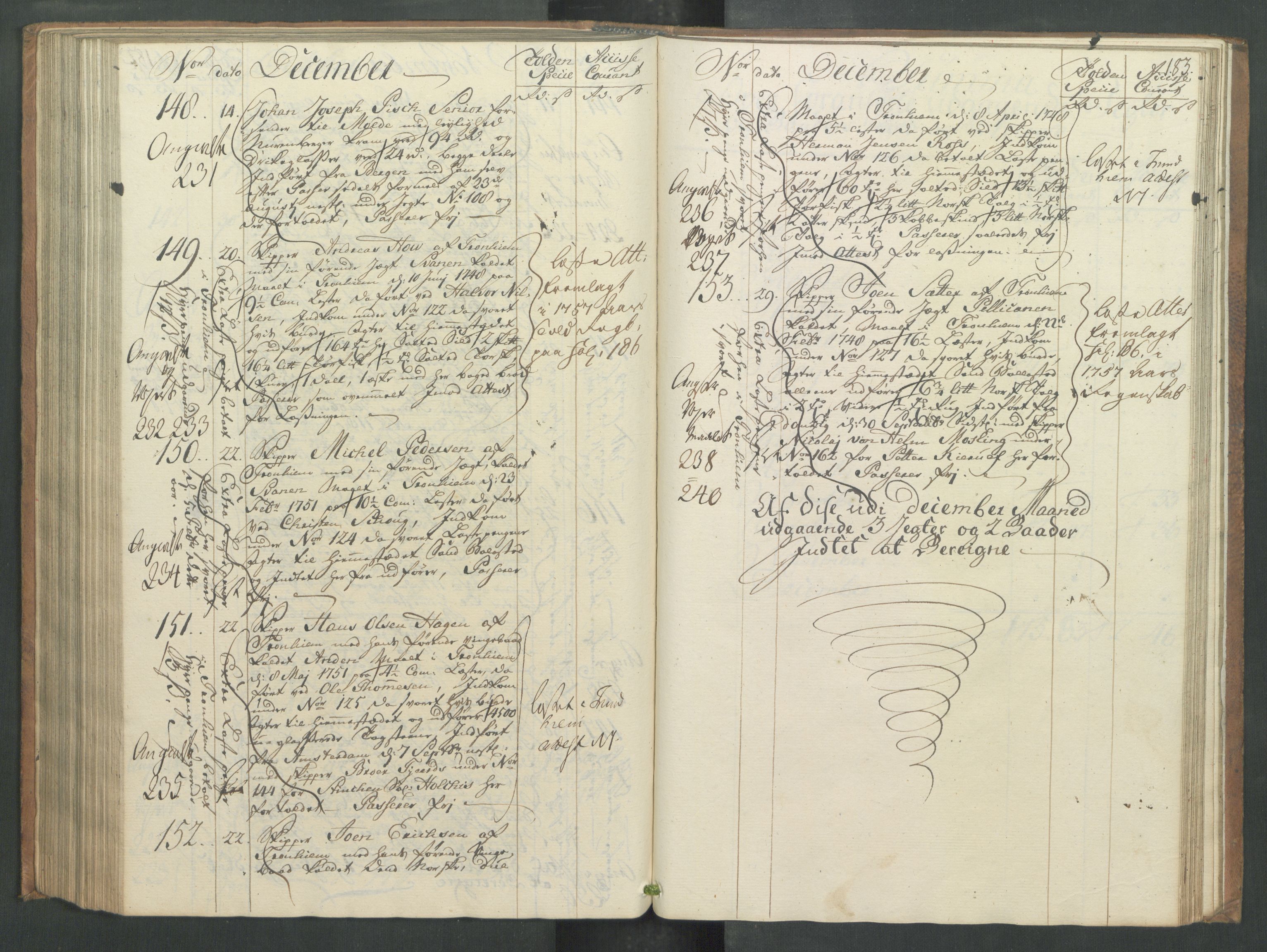 Generaltollkammeret, tollregnskaper, RA/EA-5490/R32/L0013/0001: Tollregnskaper Kristiansund / Hovedtollbok, 1756, p. 182b-183a