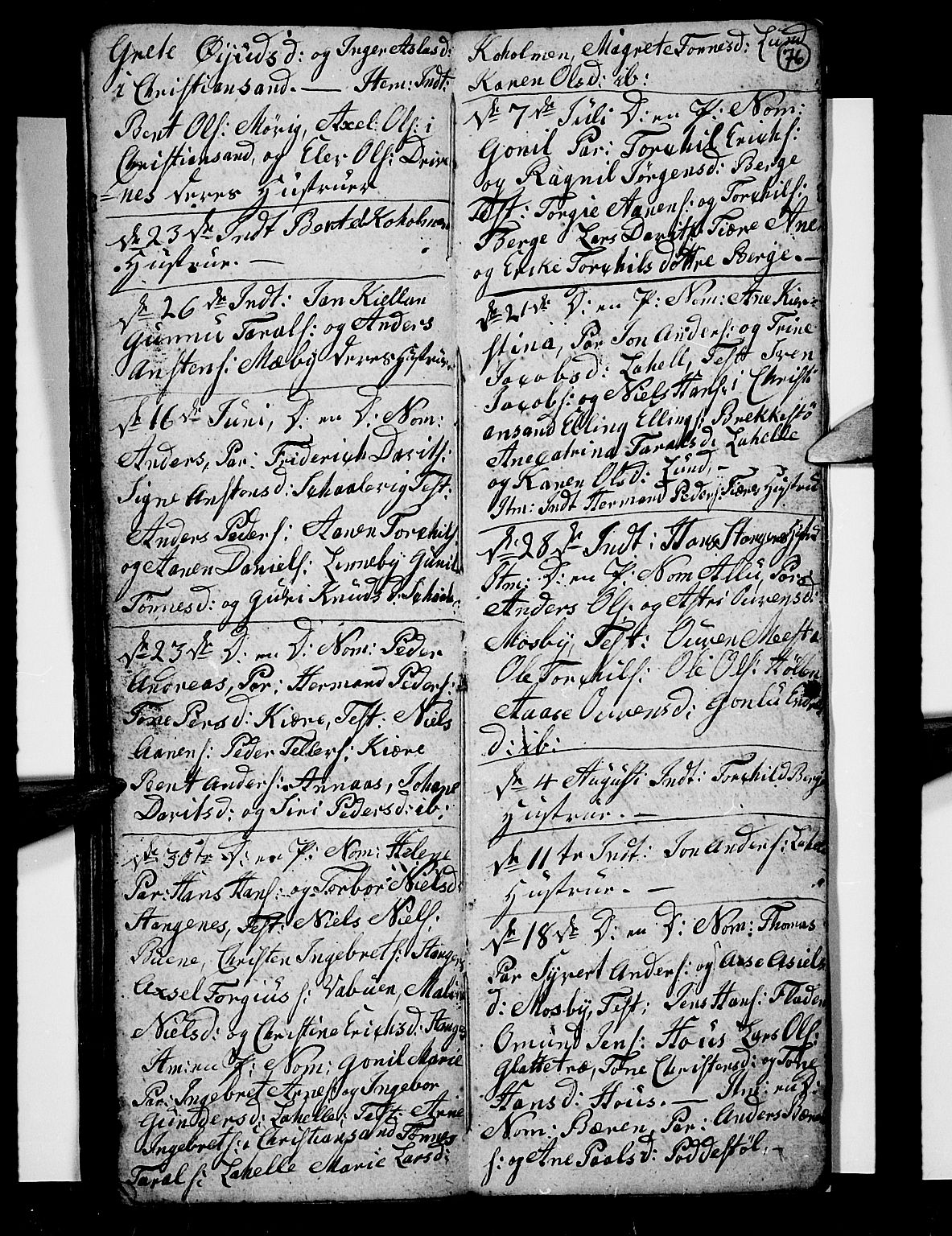 Oddernes sokneprestkontor, AV/SAK-1111-0033/F/Fb/Fba/L0002: Parish register (copy) no. B 2, 1791-1806, p. 76