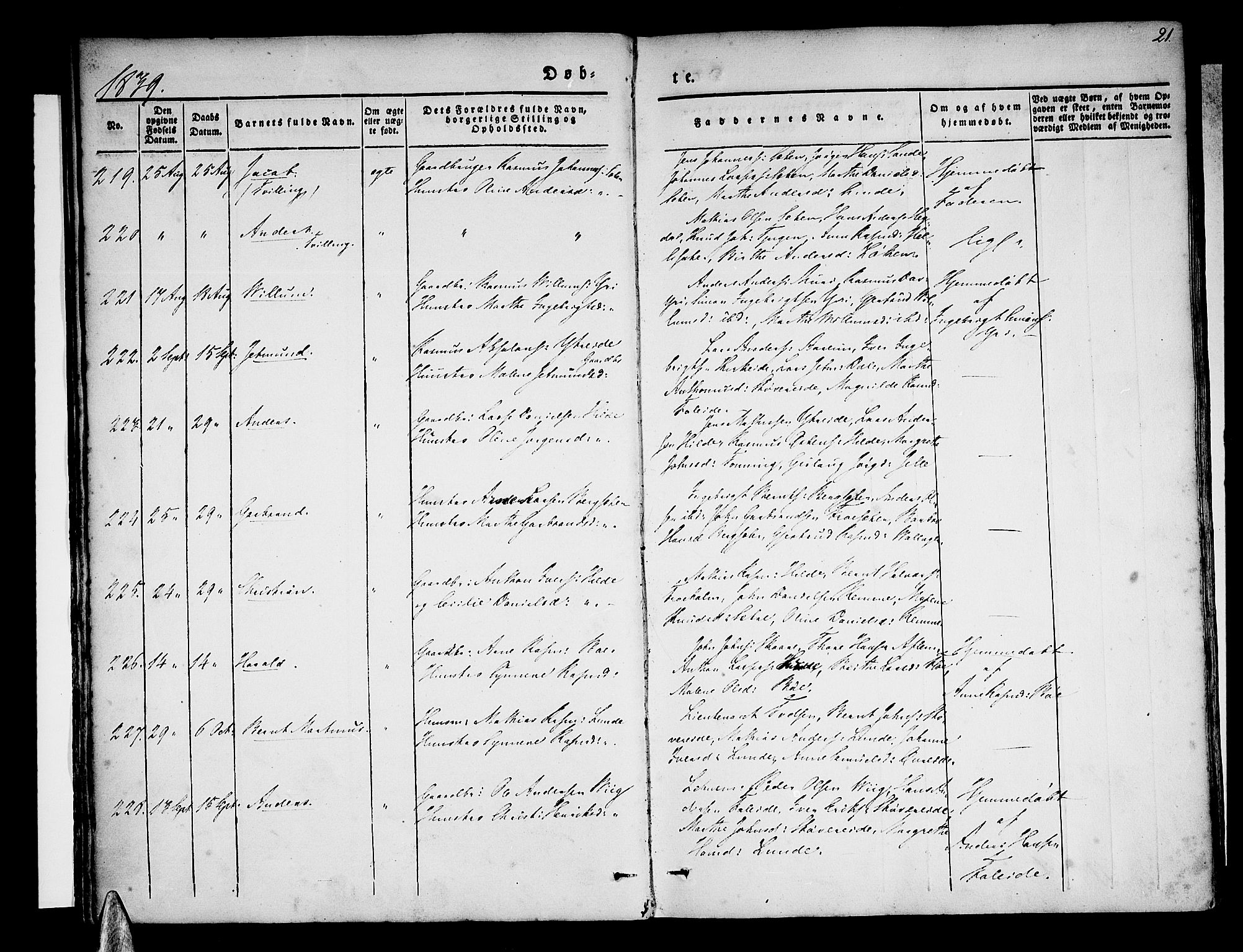 Stryn Sokneprestembete, SAB/A-82501: Parish register (official) no. A 1, 1832-1845, p. 21