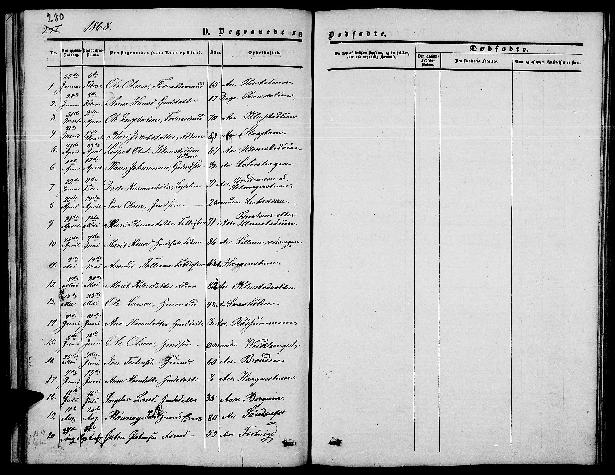 Nord-Fron prestekontor, SAH/PREST-080/H/Ha/Hab/L0003: Parish register (copy) no. 3, 1851-1886, p. 280