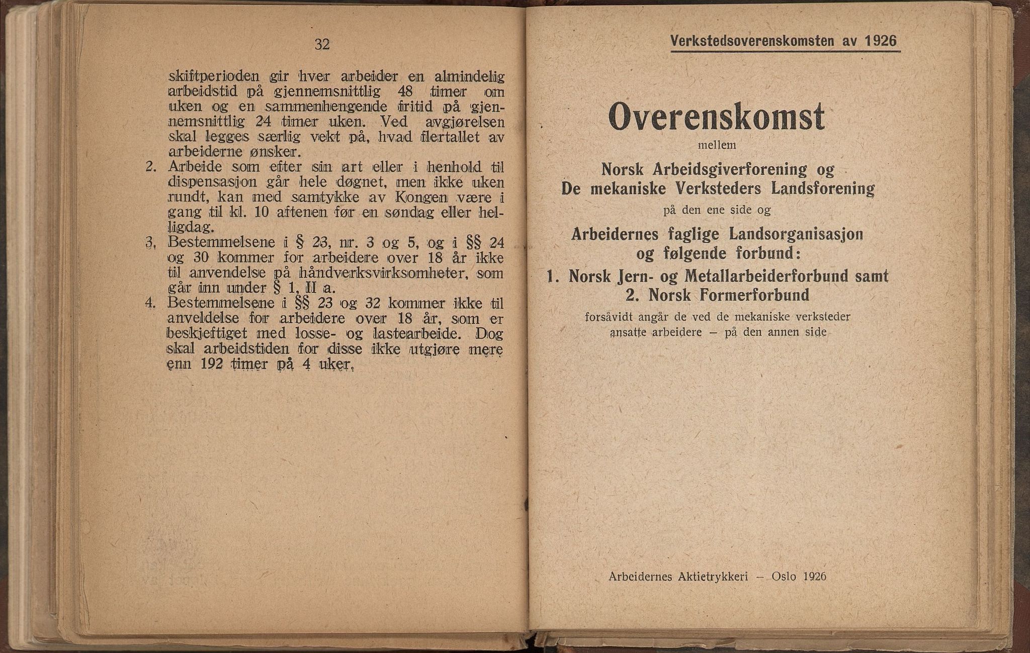 Norsk jern- og metallarbeiderforbund, AAB/ARK-1659/O/L0001/0011: Verkstedsoverenskomsten / Verkstedsoverenskomsten, 1926