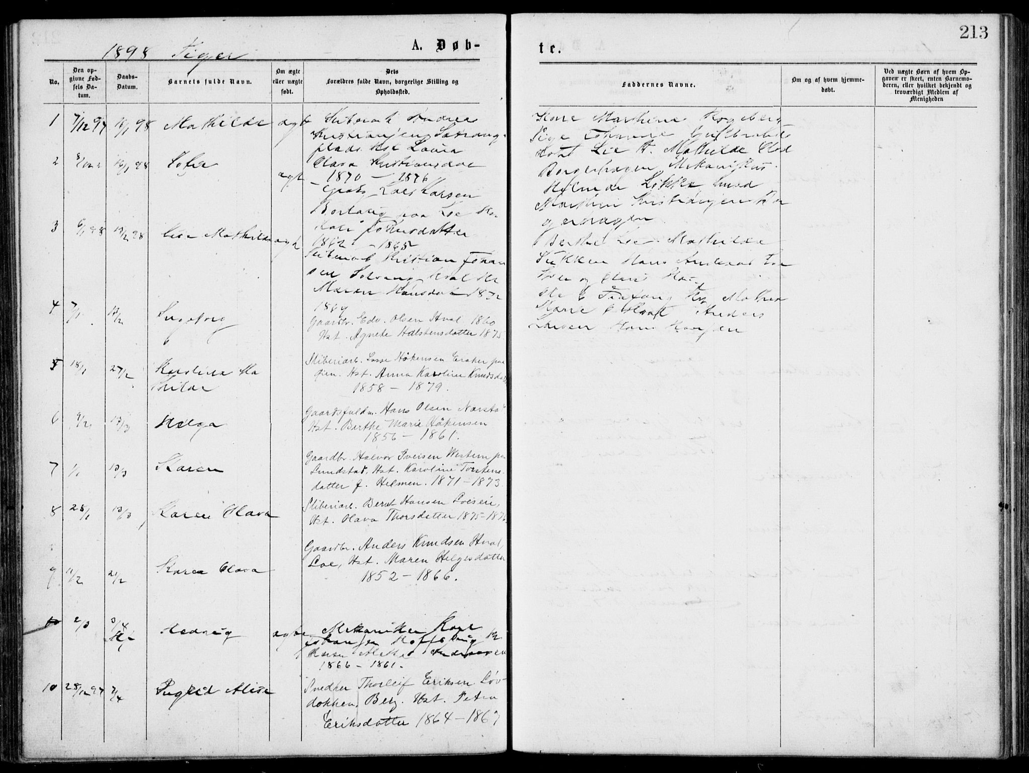 Norderhov kirkebøker, SAKO/A-237/G/Gb/L0001: Parish register (copy) no. II 1, 1876-1899, p. 213