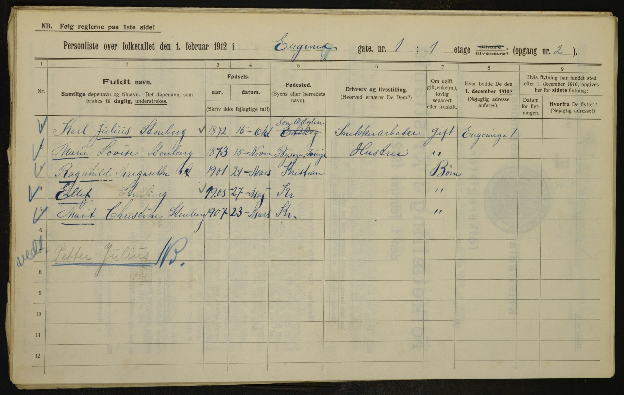 OBA, Municipal Census 1912 for Kristiania, 1912, p. 22595