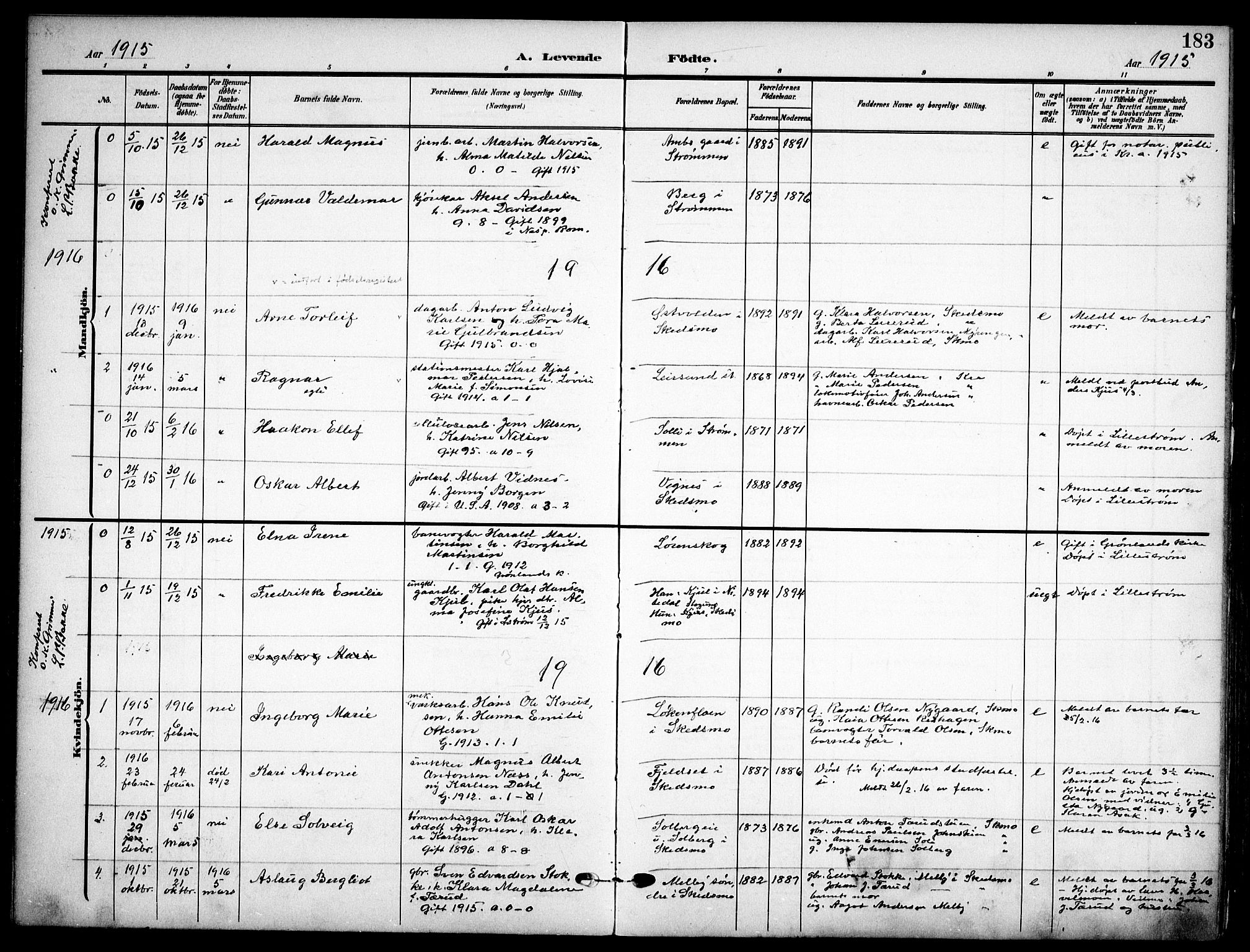 Skedsmo prestekontor Kirkebøker, AV/SAO-A-10033a/F/Fa/L0015: Parish register (official) no. I 15, 1902-1917, p. 183