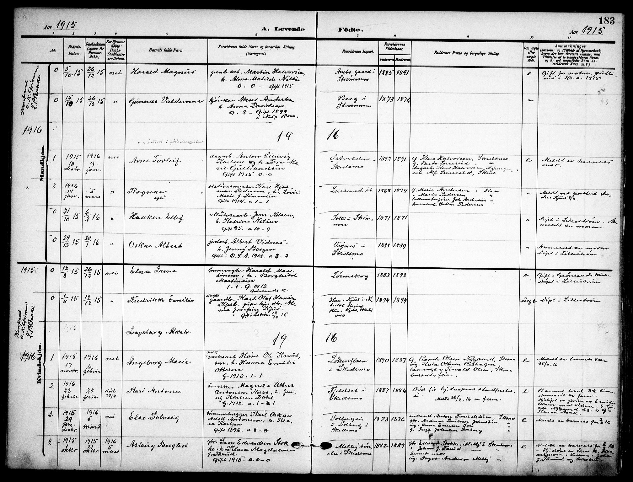 Skedsmo prestekontor Kirkebøker, SAO/A-10033a/F/Fa/L0015: Parish register (official) no. I 15, 1902-1917, p. 183