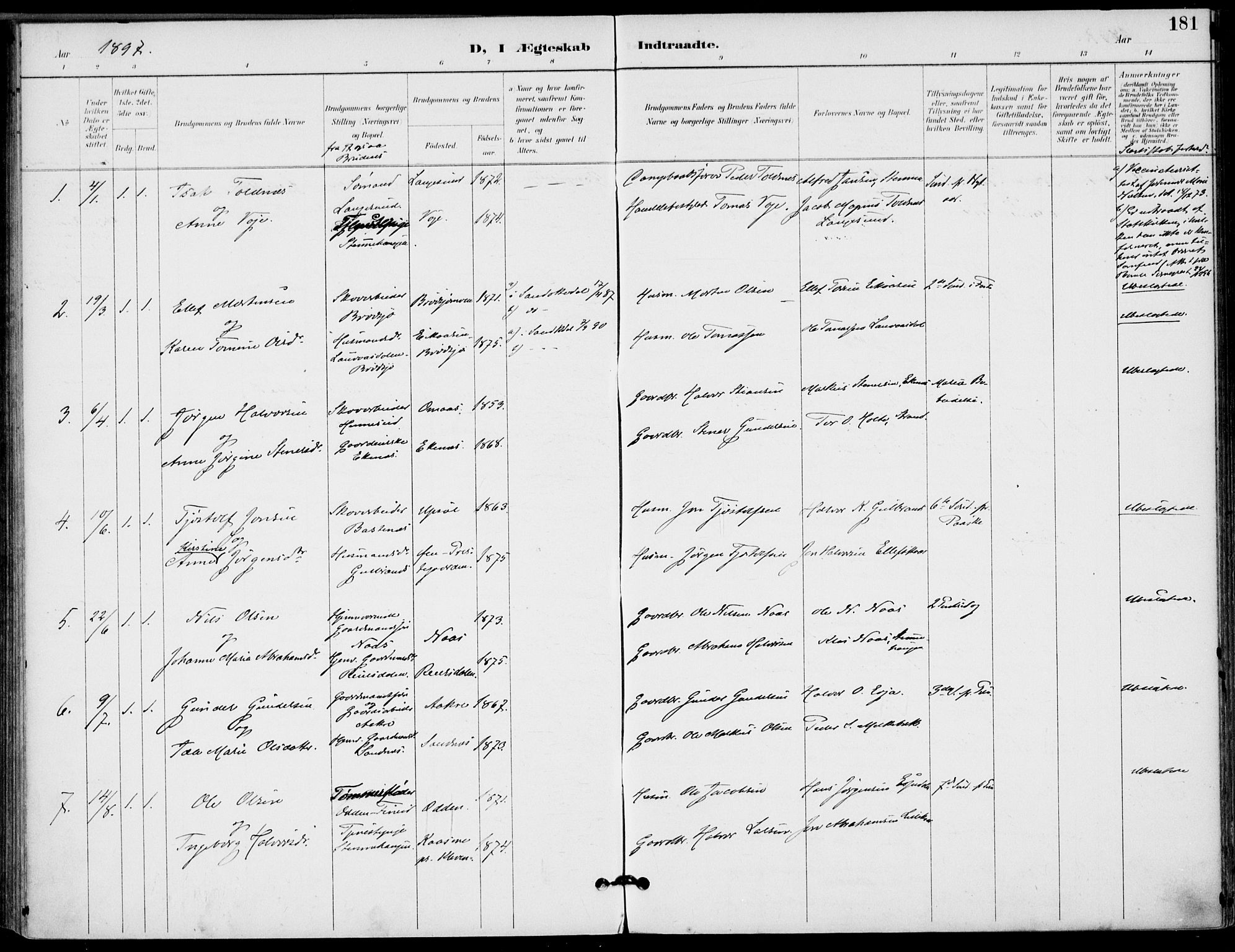 Drangedal kirkebøker, SAKO/A-258/F/Fa/L0012: Parish register (official) no. 12, 1895-1905, p. 181