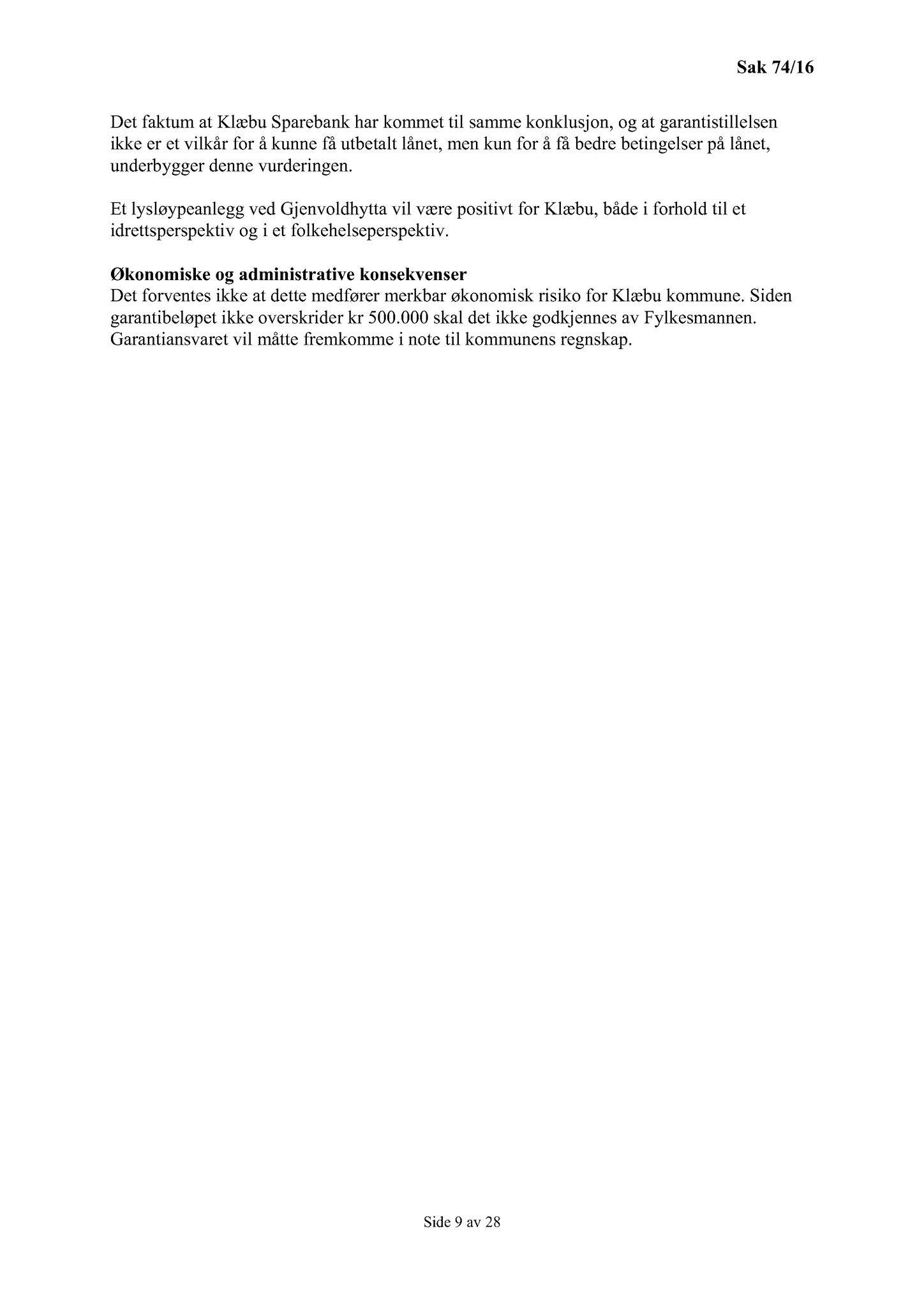 Klæbu Kommune, TRKO/KK/01-KS/L009: Kommunestyret - Møtedokumenter, 2016, p. 2012