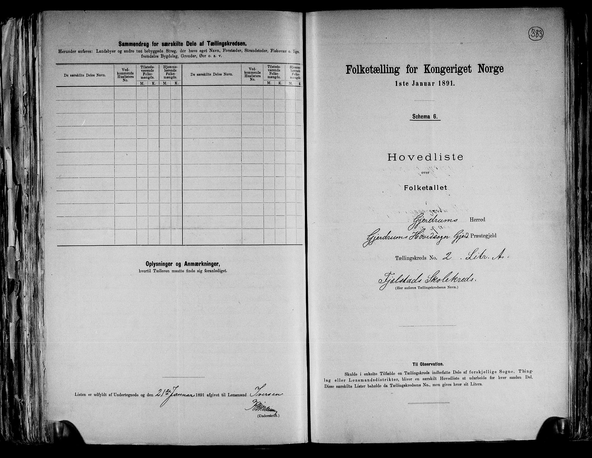 RA, 1891 census for 0234 Gjerdrum, 1891, p. 6