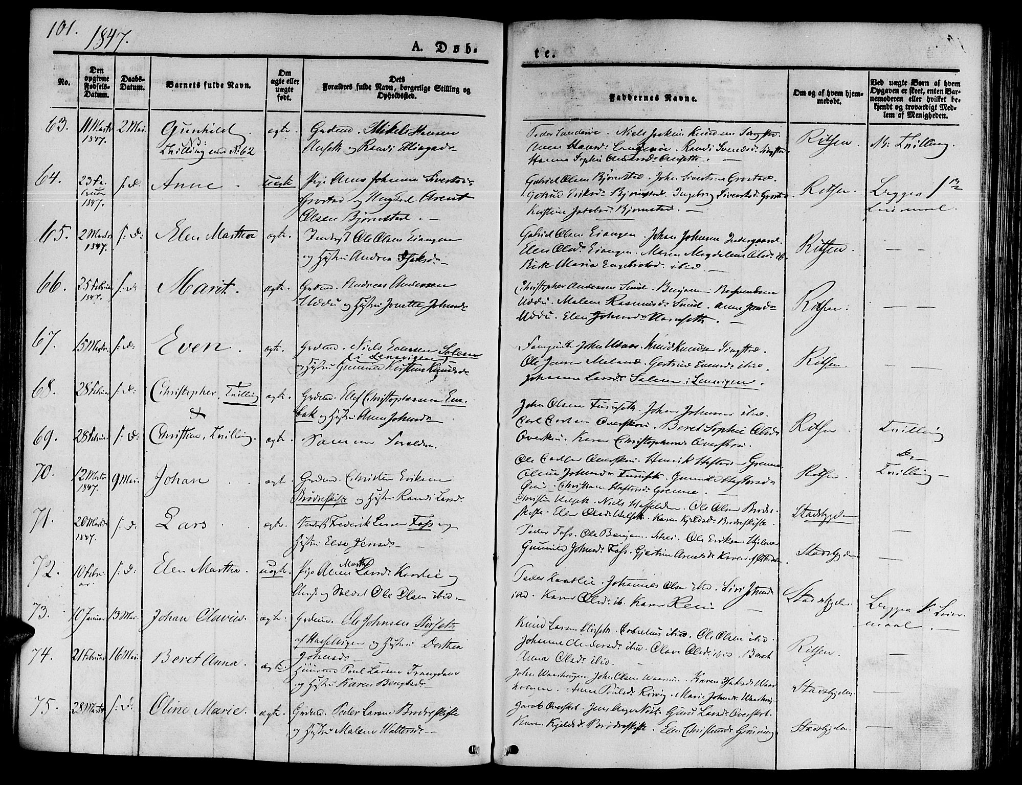 Ministerialprotokoller, klokkerbøker og fødselsregistre - Sør-Trøndelag, AV/SAT-A-1456/646/L0610: Parish register (official) no. 646A08, 1837-1847, p. 101