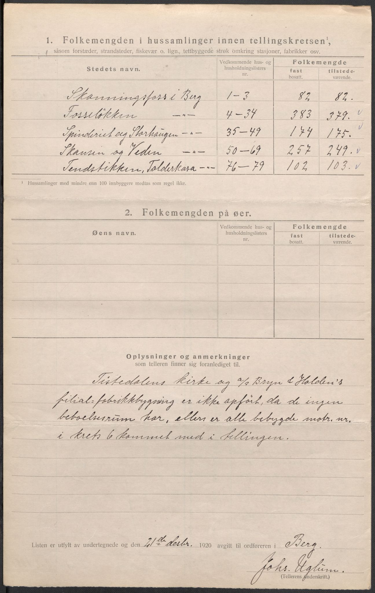 SAO, 1920 census for Berg, 1920, p. 30