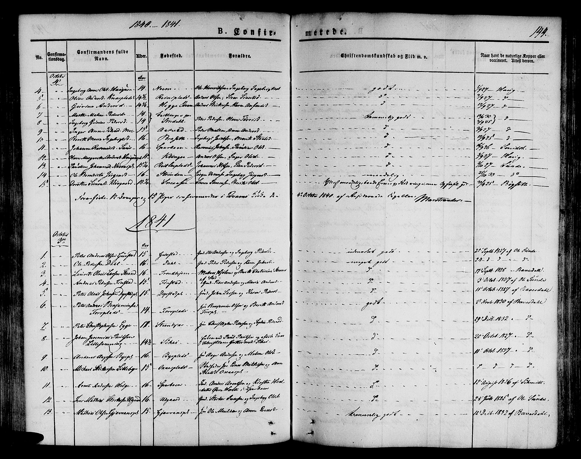Ministerialprotokoller, klokkerbøker og fødselsregistre - Nord-Trøndelag, SAT/A-1458/746/L0445: Parish register (official) no. 746A04, 1826-1846, p. 144