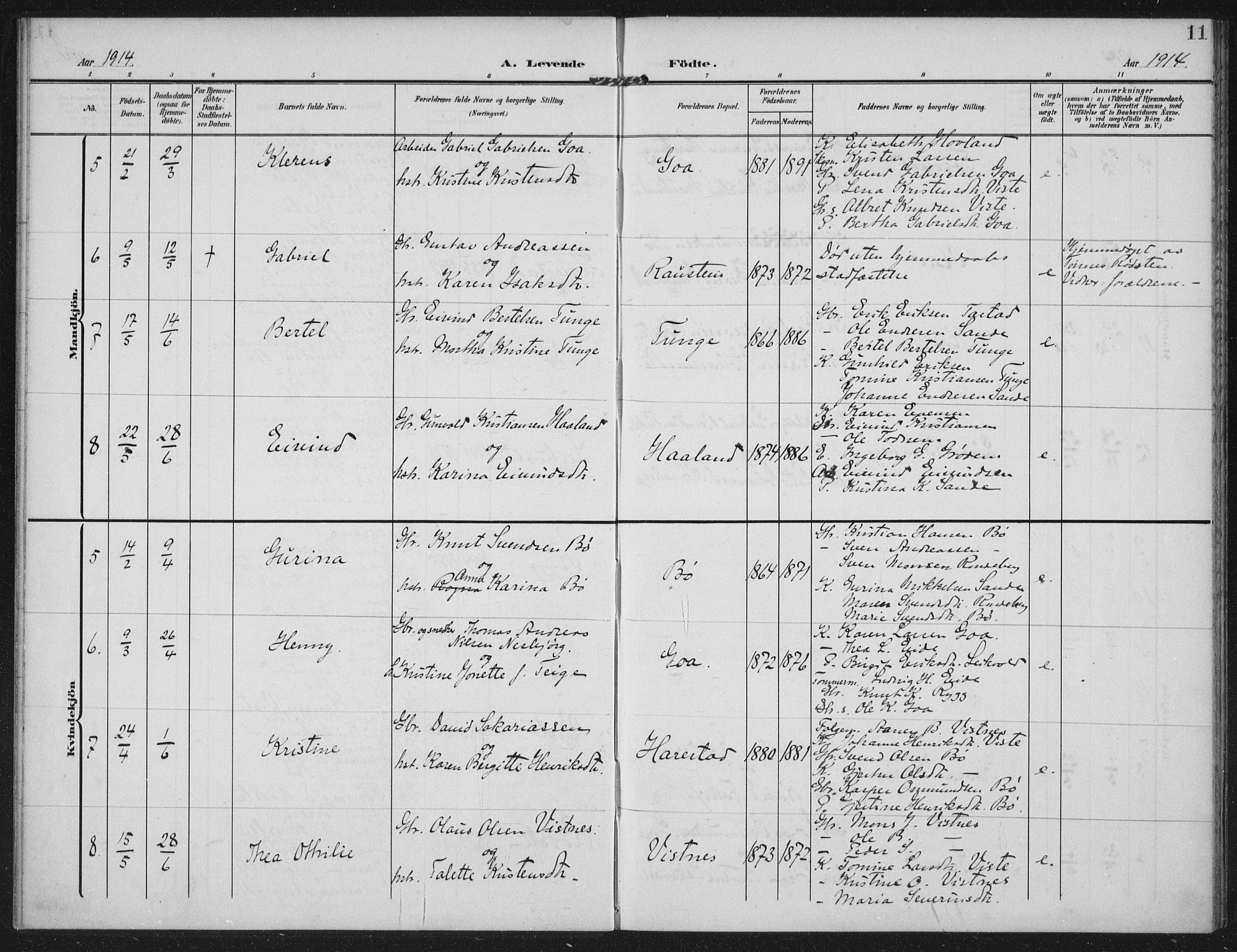 Hetland sokneprestkontor, AV/SAST-A-101826/30/30BA: Parish register (official) no. A 14, 1905-1919, p. 11