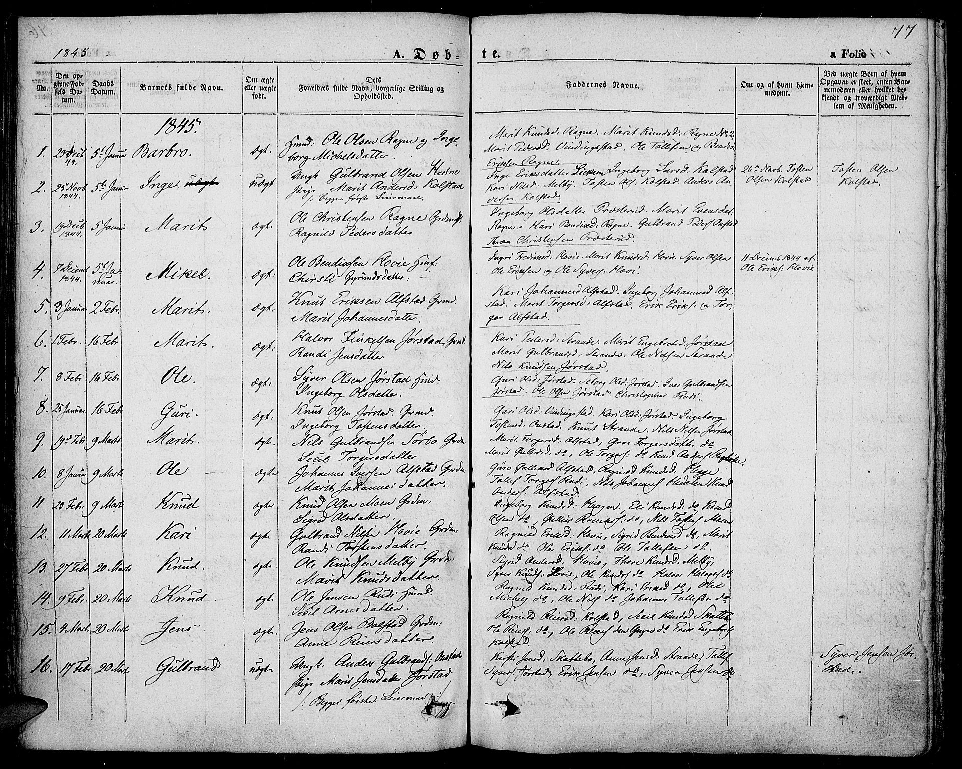 Slidre prestekontor, SAH/PREST-134/H/Ha/Haa/L0004: Parish register (official) no. 4, 1831-1848, p. 77