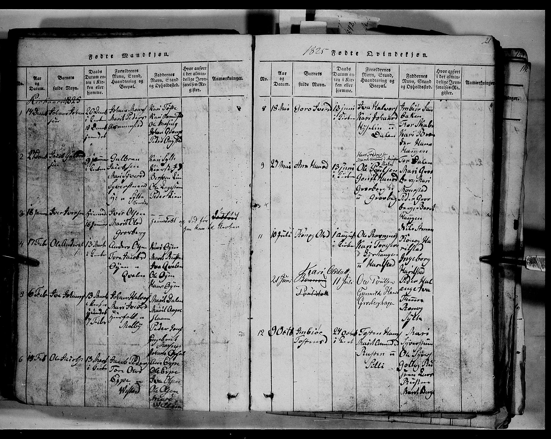 Fron prestekontor, SAH/PREST-078/H/Ha/Hab/L0003: Parish register (copy) no. 3, 1816-1850, p. 21