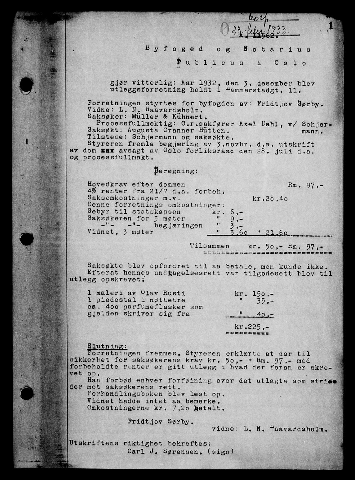 Oslo byskriverembete, SAO/A-10227/G/Gb/Gbc/Gbca/L0057: Mortgage book no. II 57, 1933-1933, p. 1