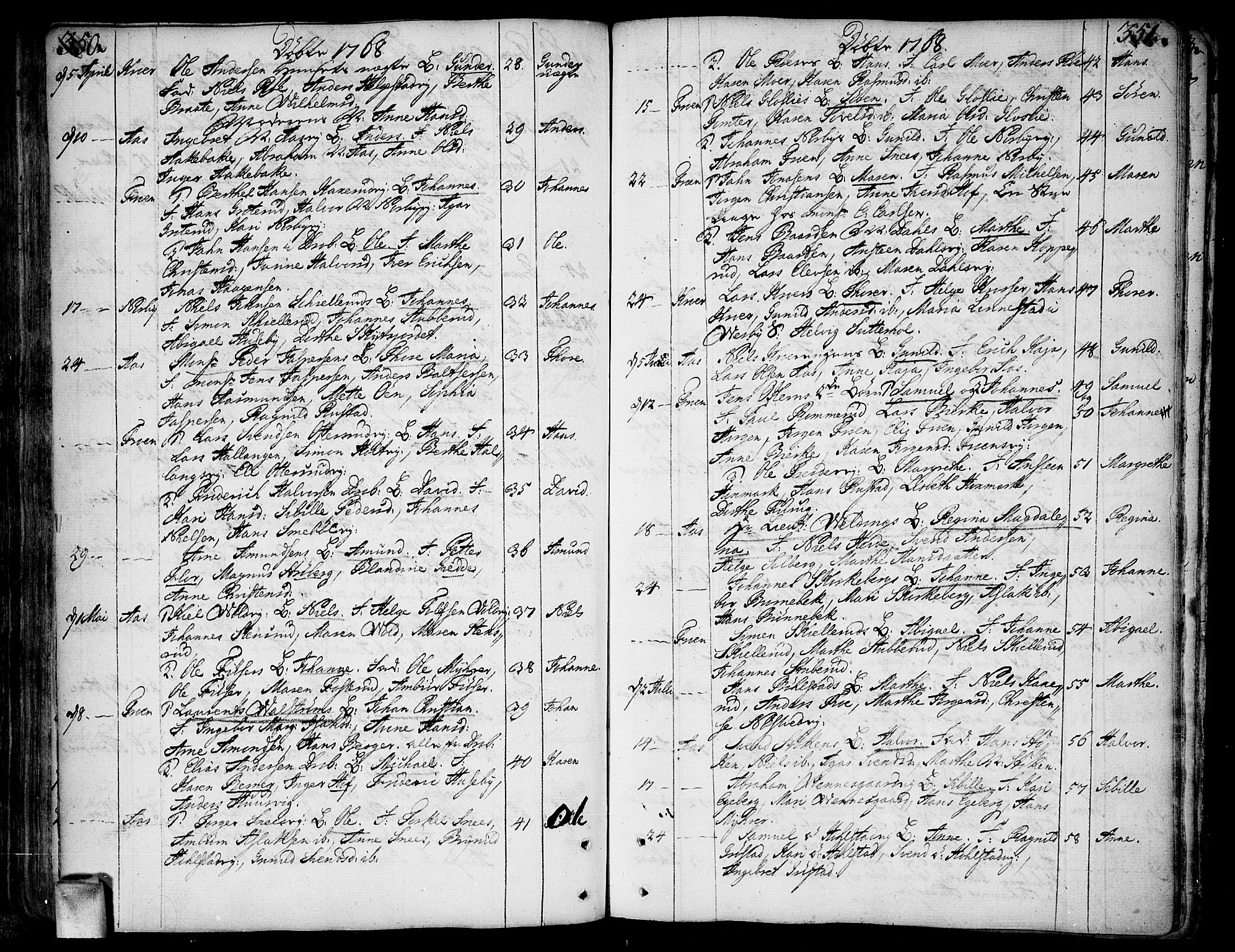 Ås prestekontor Kirkebøker, AV/SAO-A-10894/F/Fa/L0001: Parish register (official) no. I 1, 1742-1778, p. 350-351