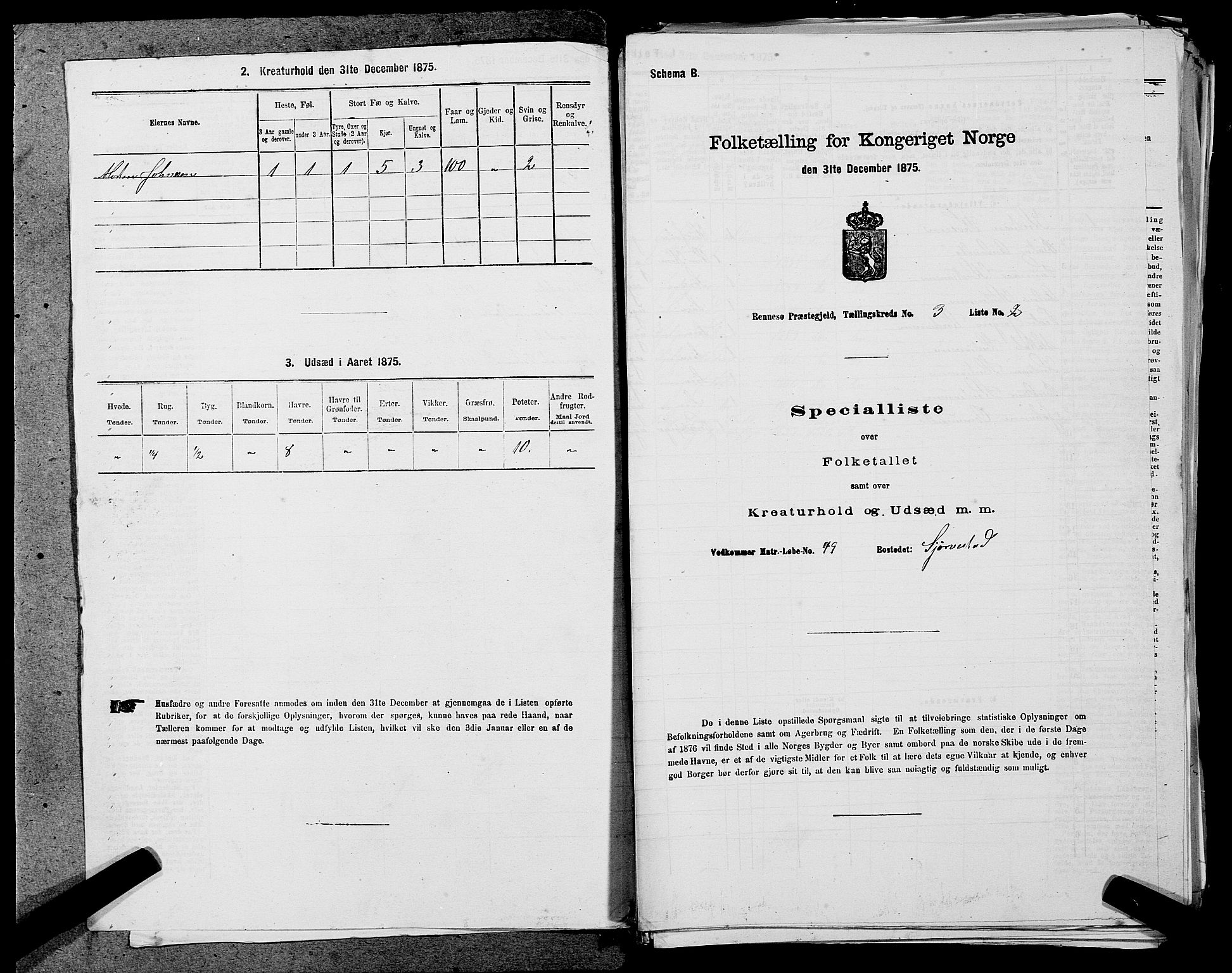 SAST, 1875 census for 1142P Rennesøy, 1875, p. 287