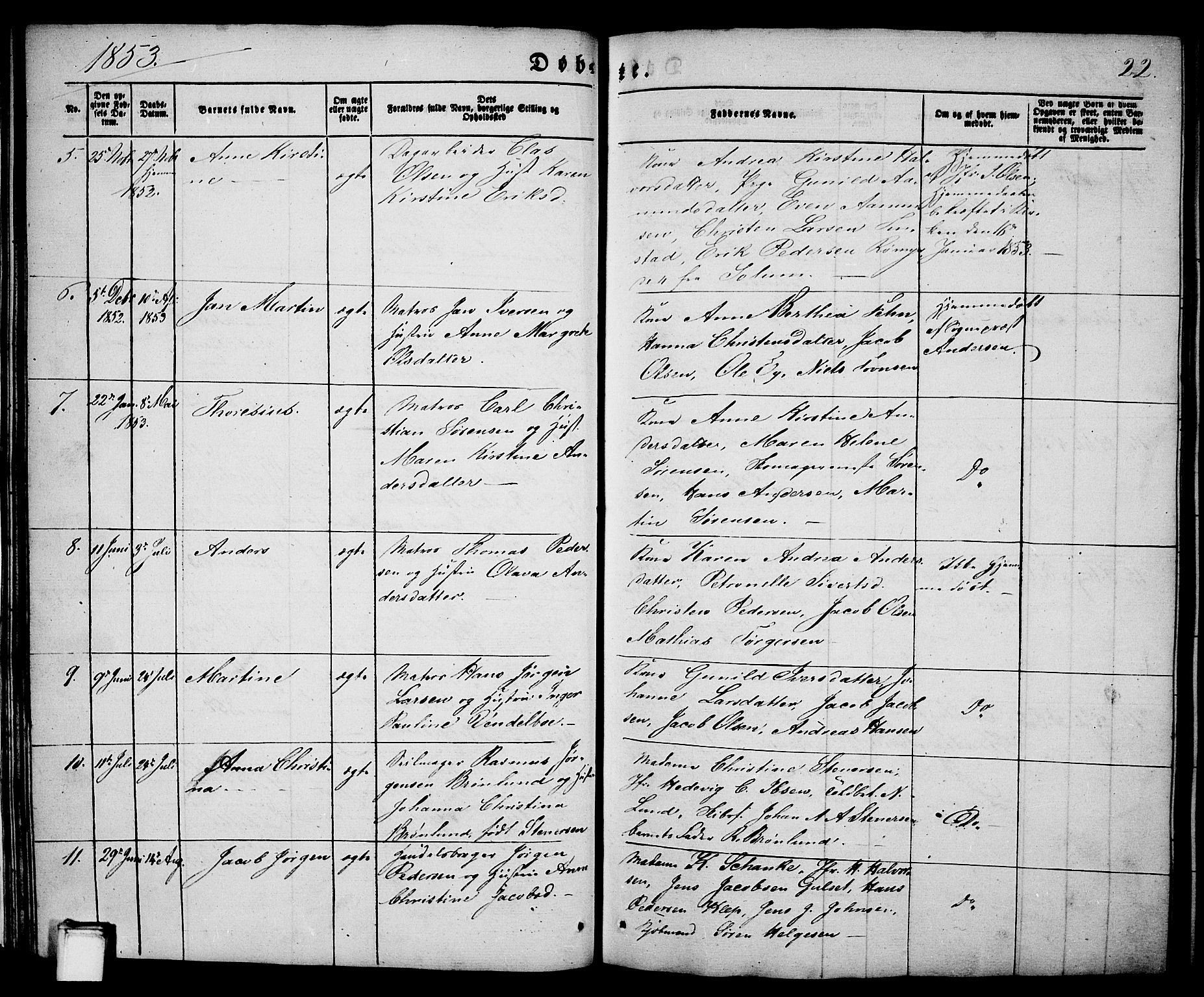 Porsgrunn kirkebøker , SAKO/A-104/G/Ga/L0002: Parish register (copy) no. I 2, 1847-1877, p. 22
