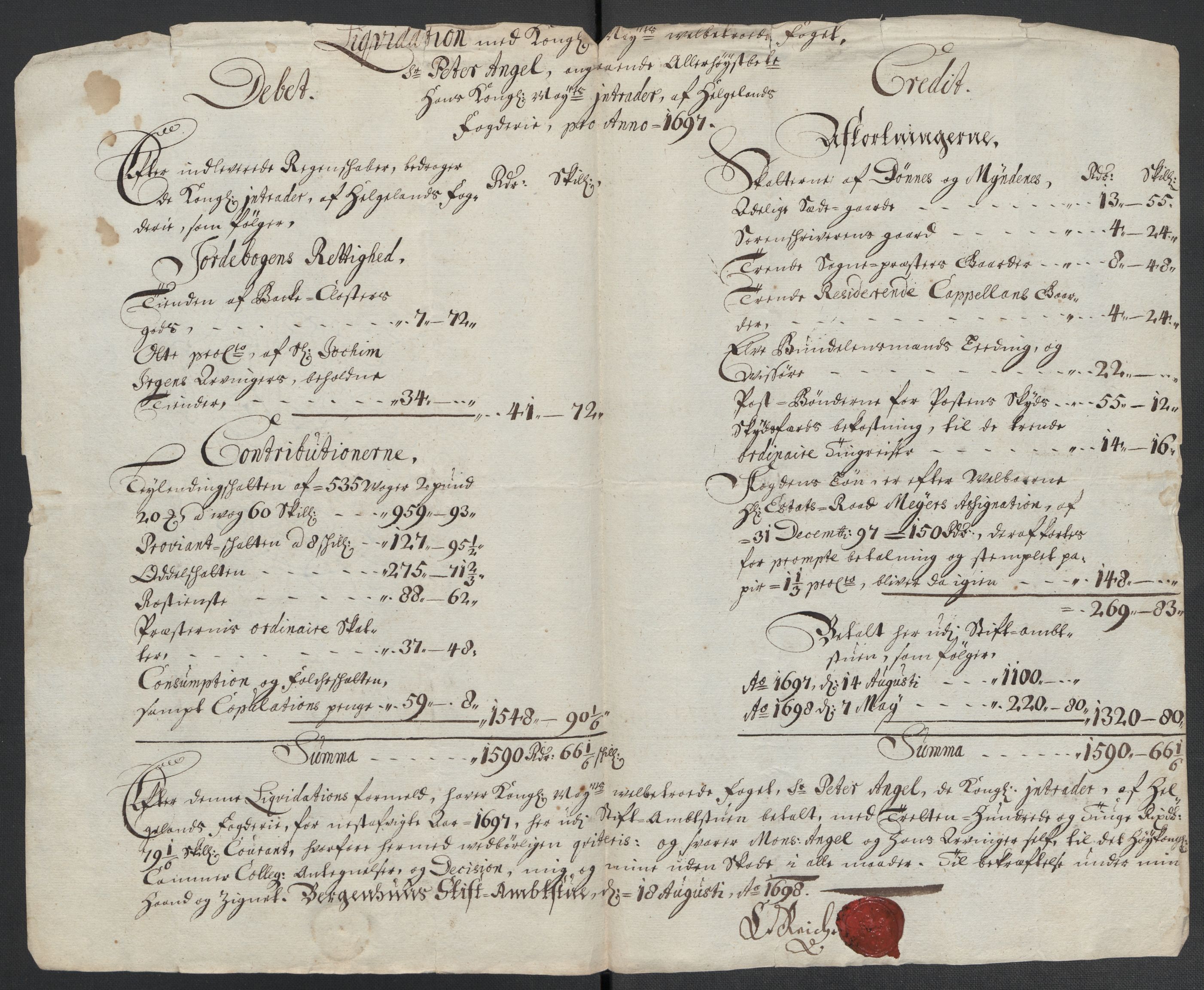 Rentekammeret inntil 1814, Reviderte regnskaper, Fogderegnskap, AV/RA-EA-4092/R65/L4506: Fogderegnskap Helgeland, 1697-1698, p. 7