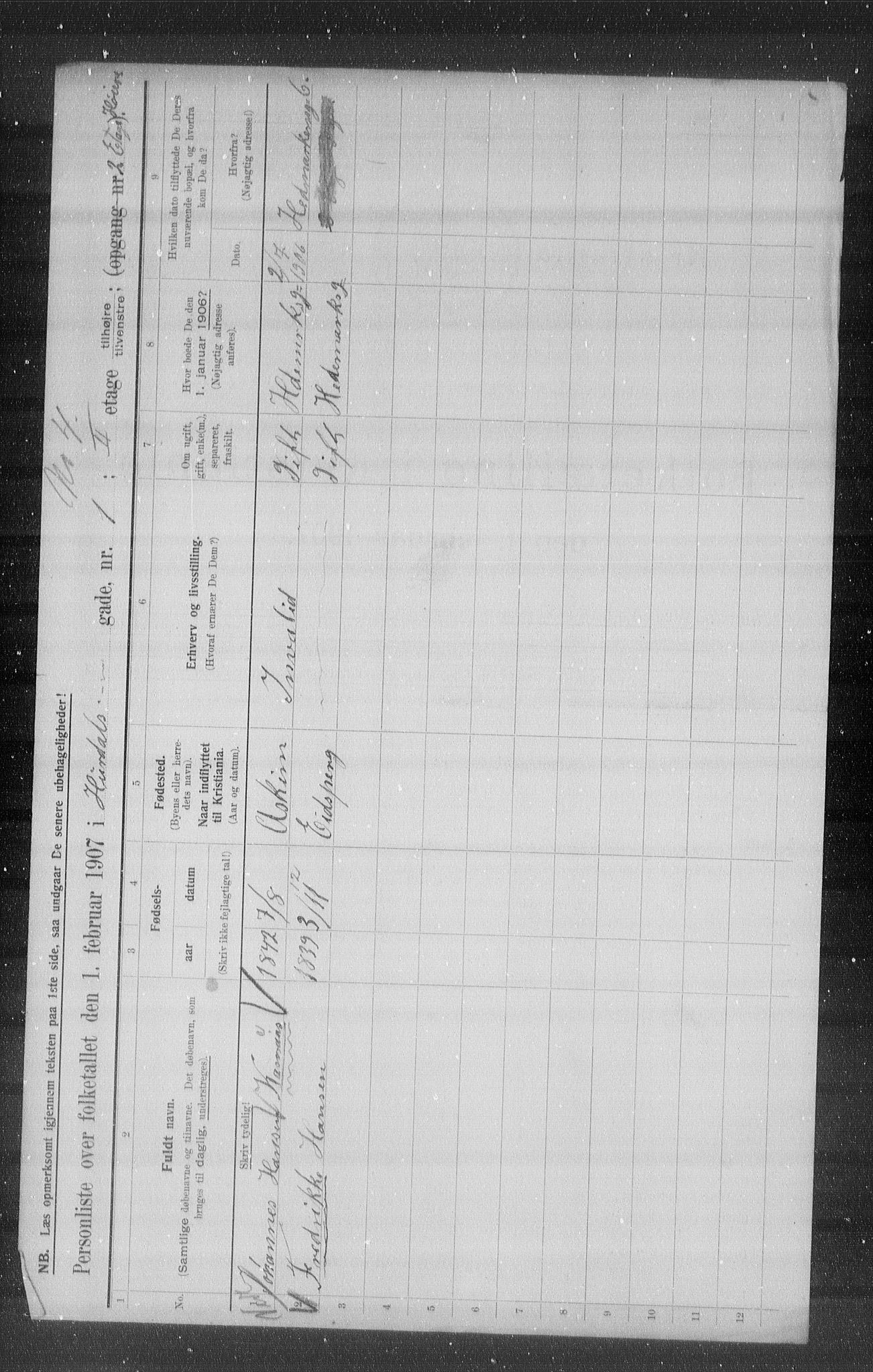 OBA, Municipal Census 1907 for Kristiania, 1907, p. 21672