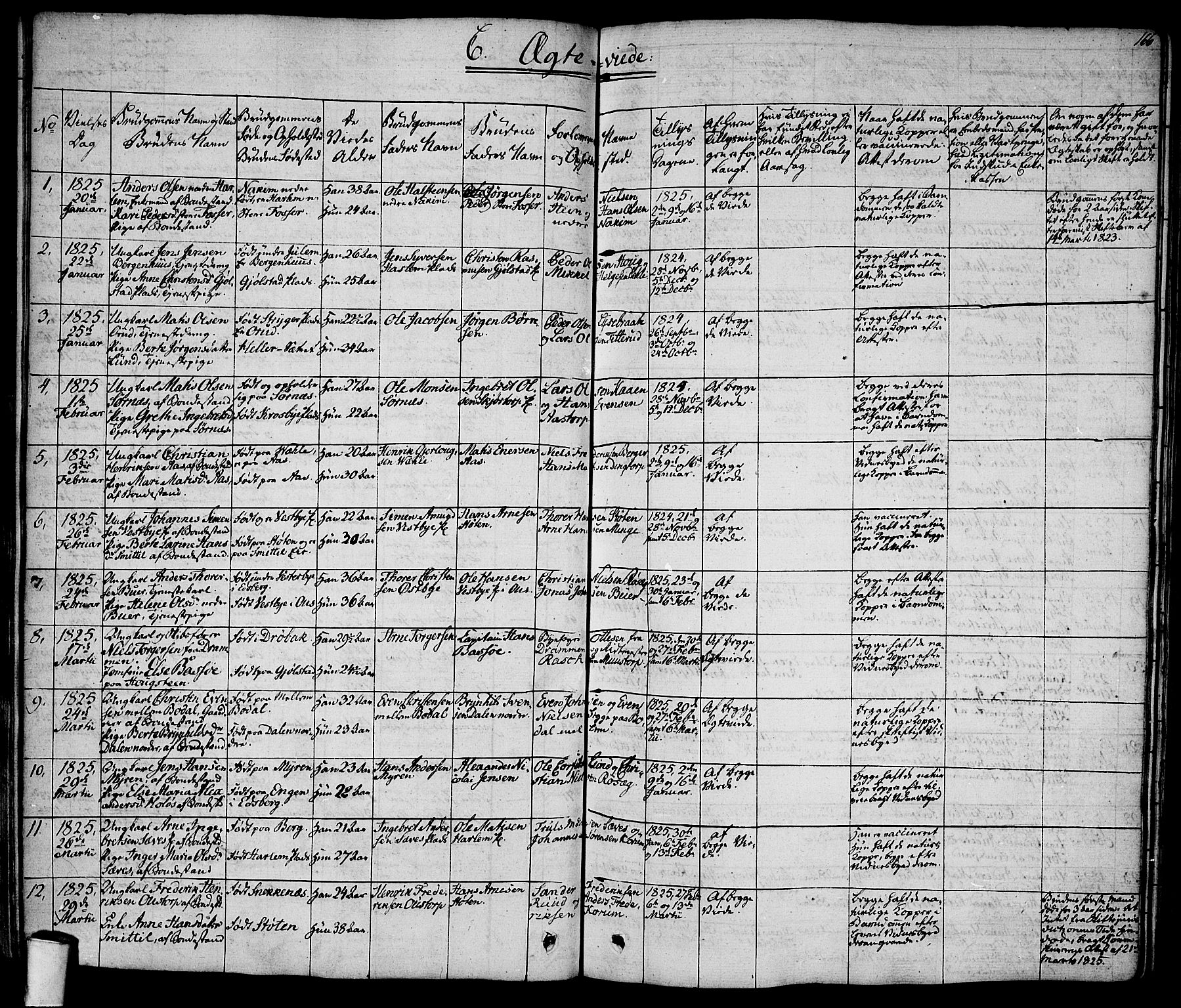 Rakkestad prestekontor Kirkebøker, SAO/A-2008/F/Fa/L0007: Parish register (official) no. I 7, 1825-1841, p. 166