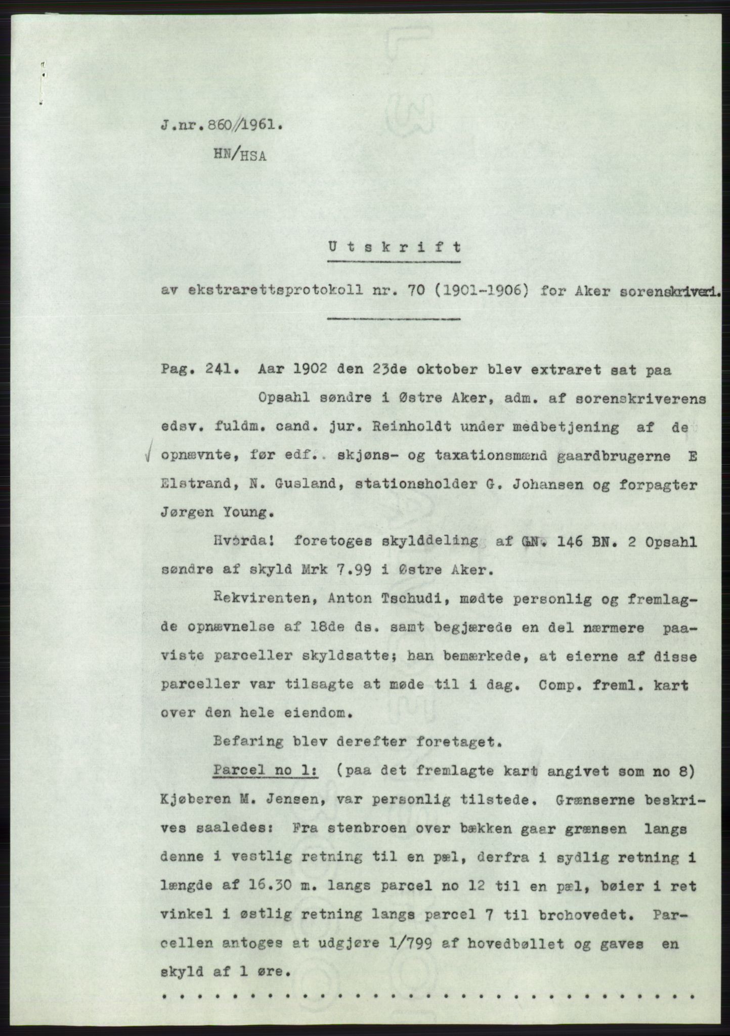 Statsarkivet i Oslo, AV/SAO-A-10621/Z/Zd/L0013: Avskrifter, j.nr 16-1099/1961, 1961, p. 355