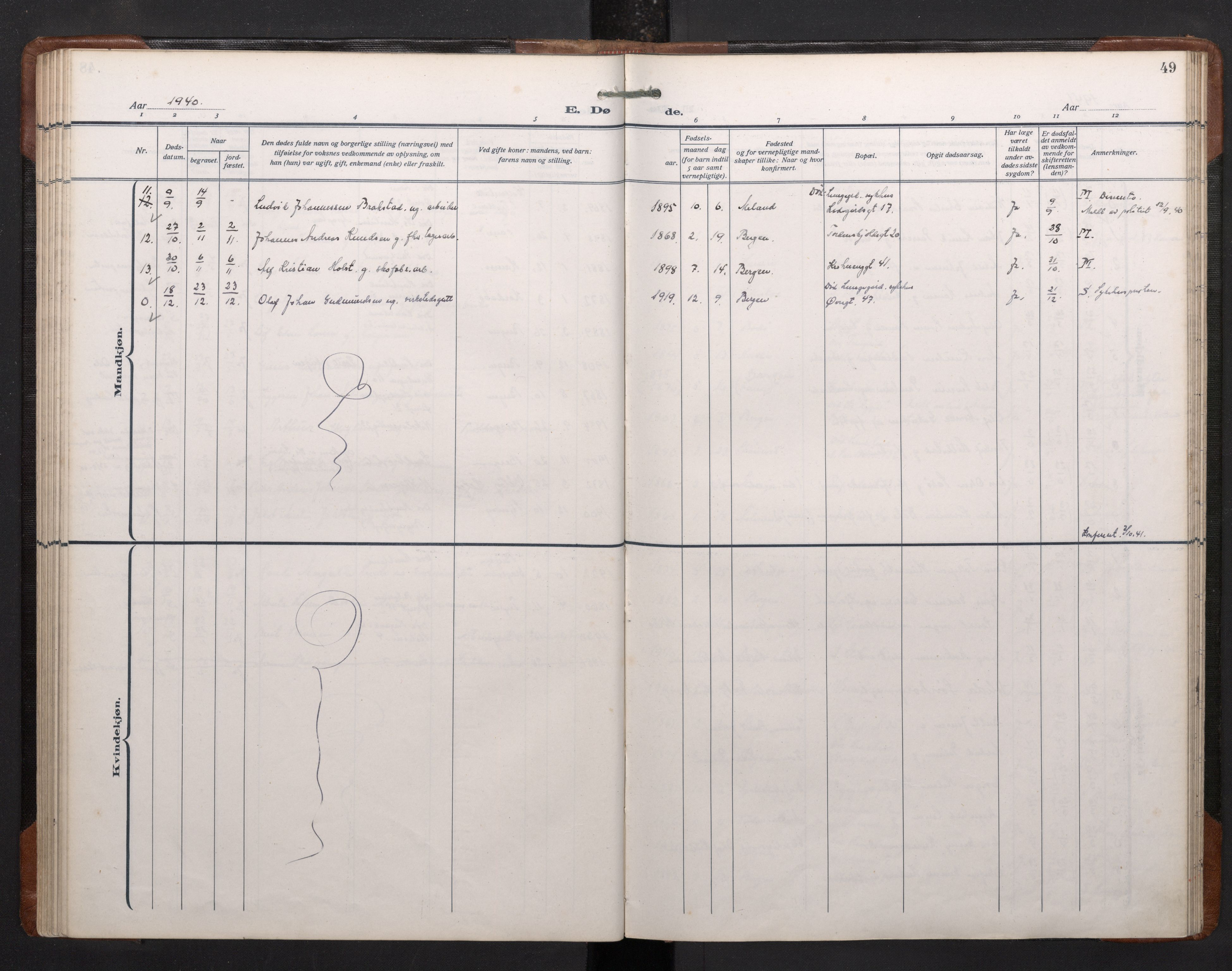 Mariakirken Sokneprestembete, AV/SAB-A-76901/H/Haa/L0020: Parish register (official) no. E 1, 1918-1956, p. 48b-49a