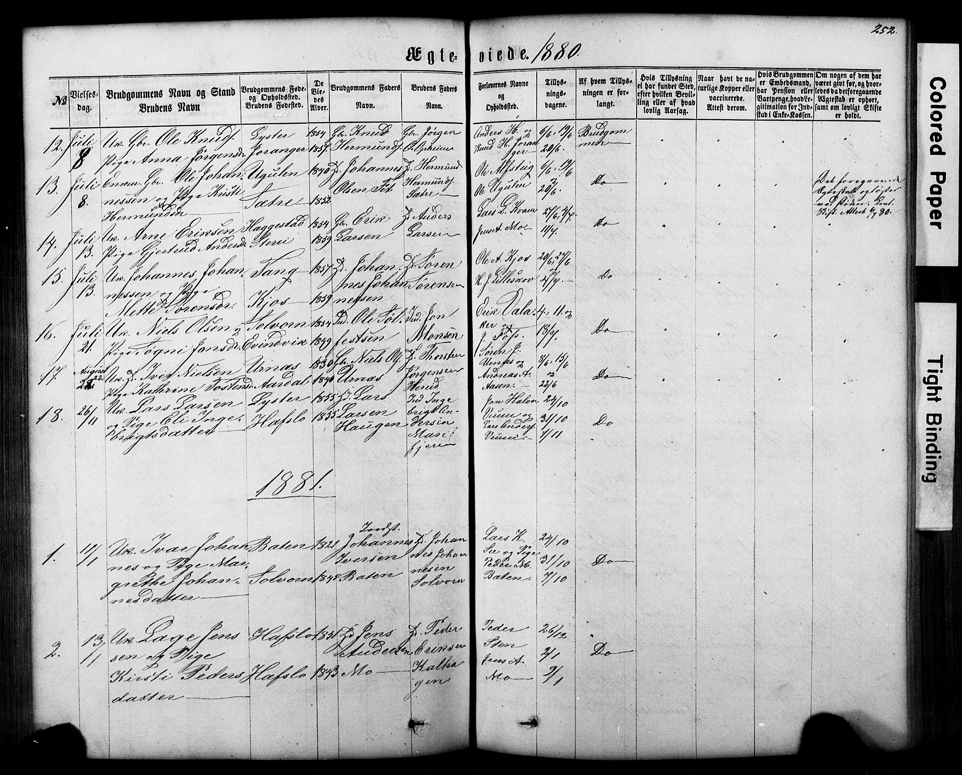 Hafslo sokneprestembete, AV/SAB-A-80301/H/Hab/Haba/L0001: Parish register (copy) no. A 1, 1866-1908, p. 252