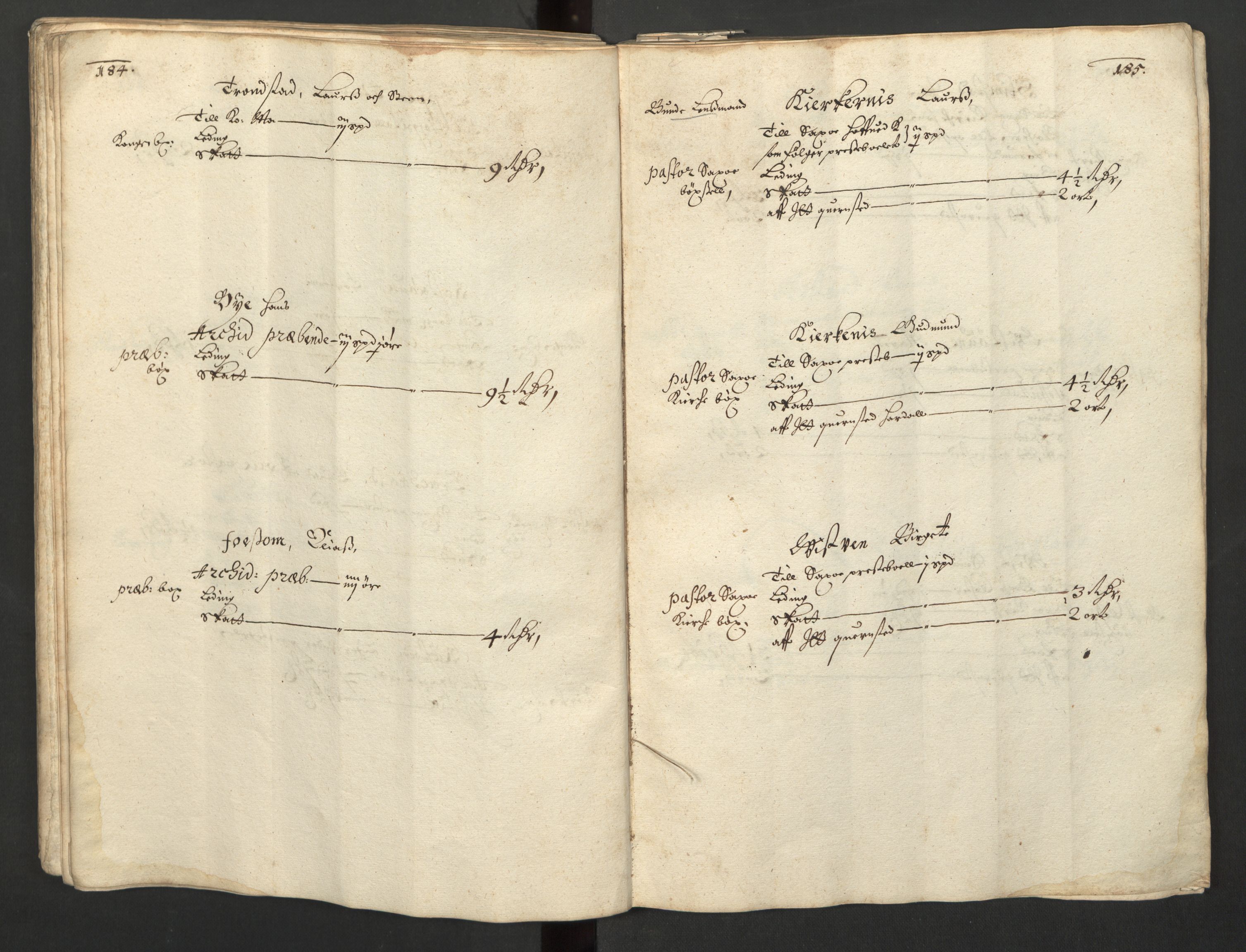 Rentekammeret inntil 1814, Realistisk ordnet avdeling, AV/RA-EA-4070/L/L0029/0001: Trondheim lagdømme: / Alminnelig jordebok og skattemanntall - Inderøy, 1661, p. 184-185