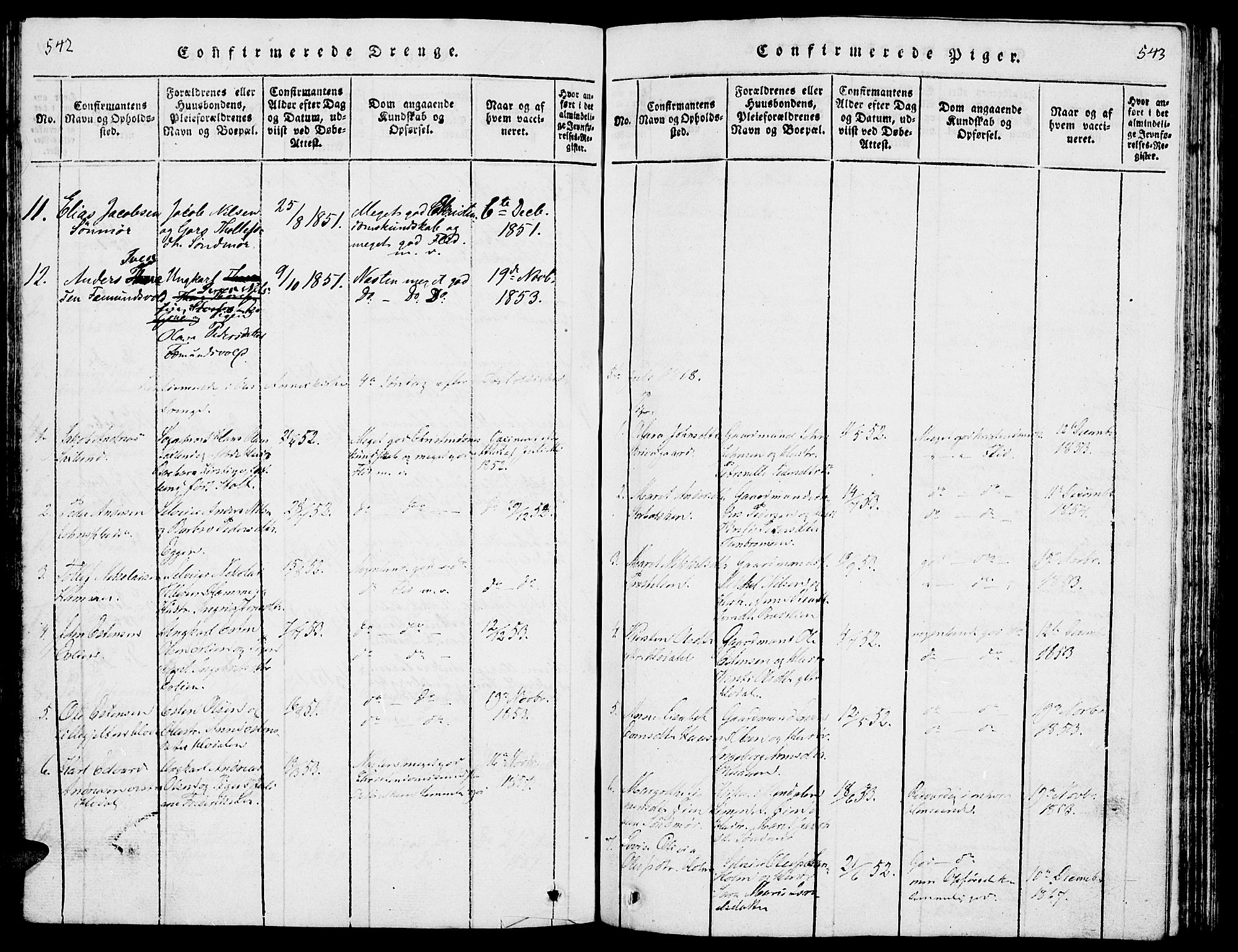 Tolga prestekontor, AV/SAH-PREST-062/L/L0001: Parish register (copy) no. 1, 1814-1877, p. 542-543