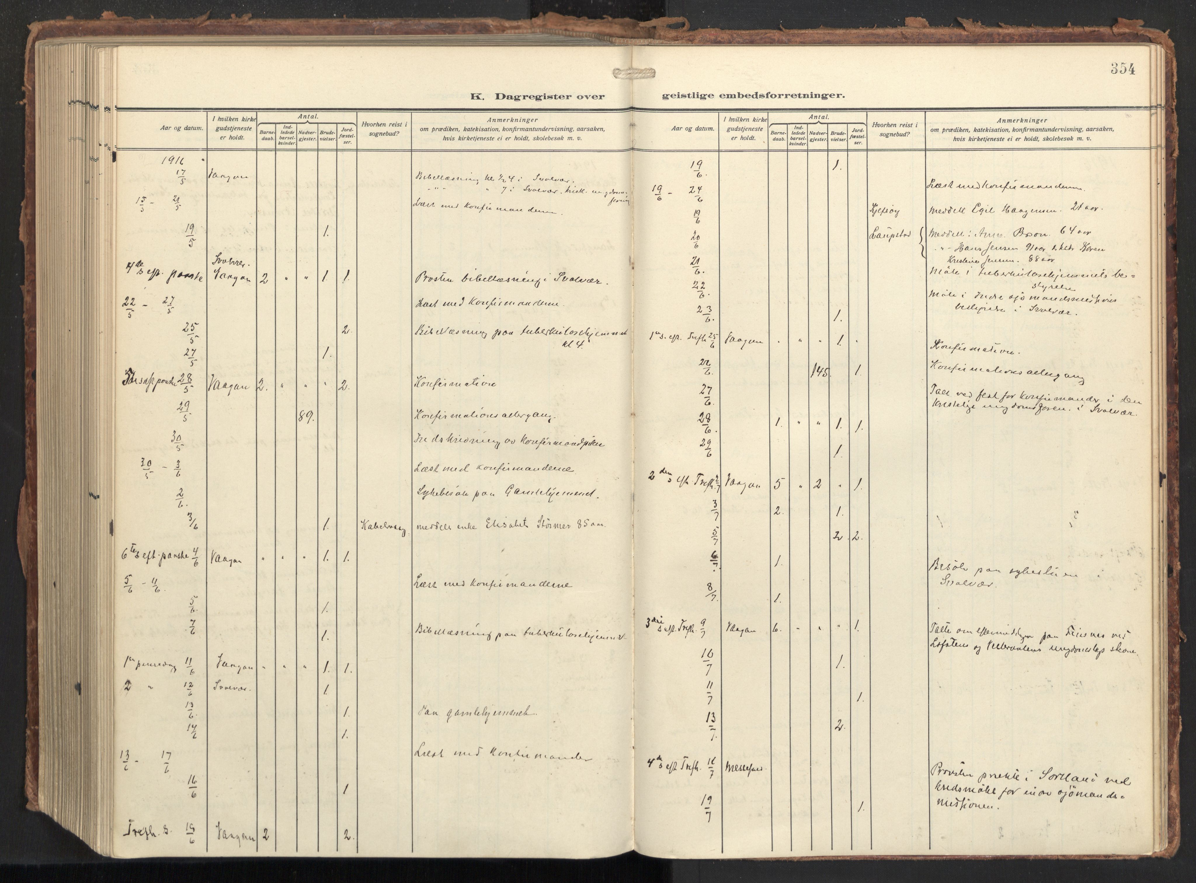 Ministerialprotokoller, klokkerbøker og fødselsregistre - Nordland, AV/SAT-A-1459/874/L1064: Parish register (official) no. 874A08, 1915-1926, p. 354