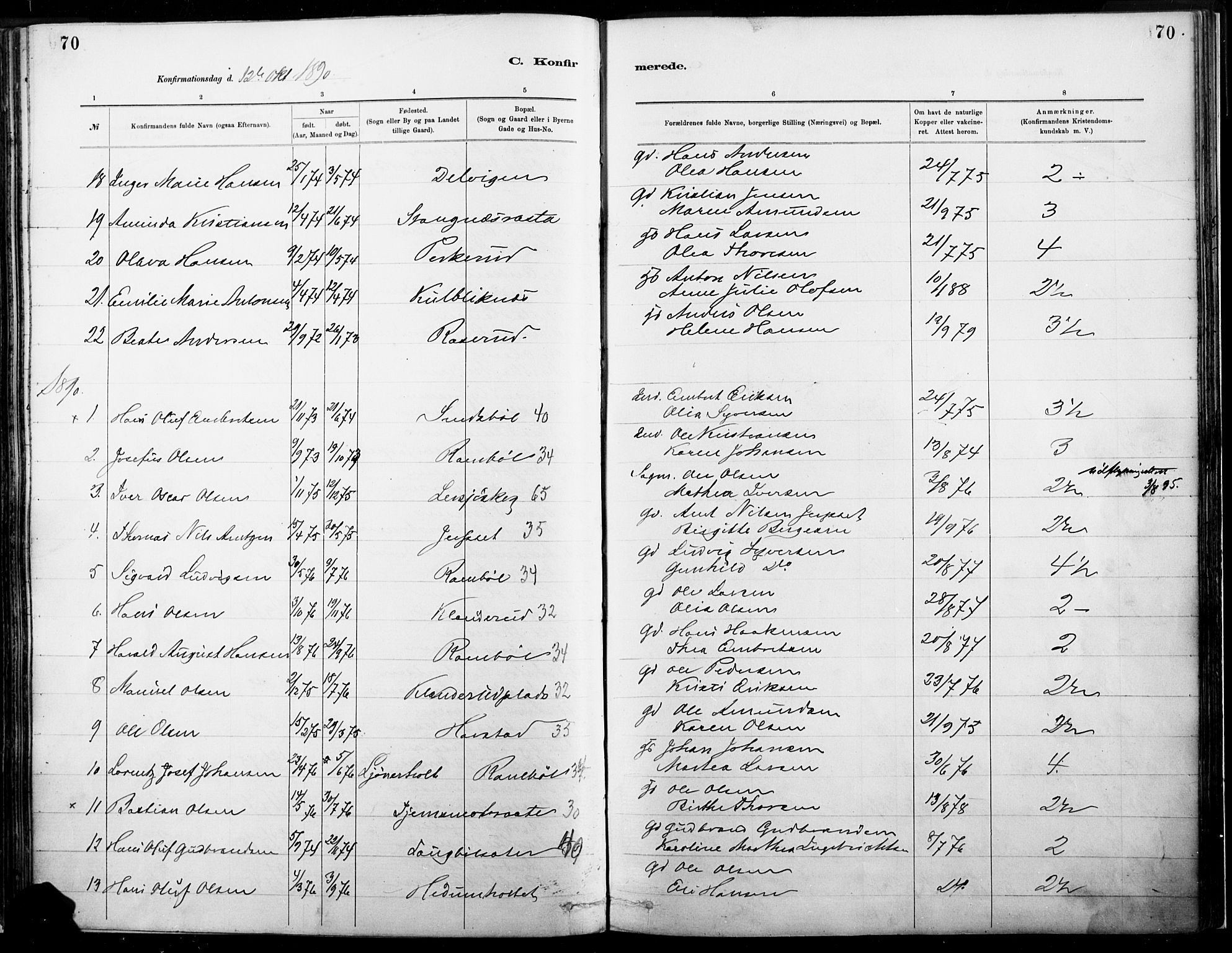 Eidskog prestekontor, AV/SAH-PREST-026/H/Ha/Haa/L0004: Parish register (official) no. 4, 1884-1897, p. 70