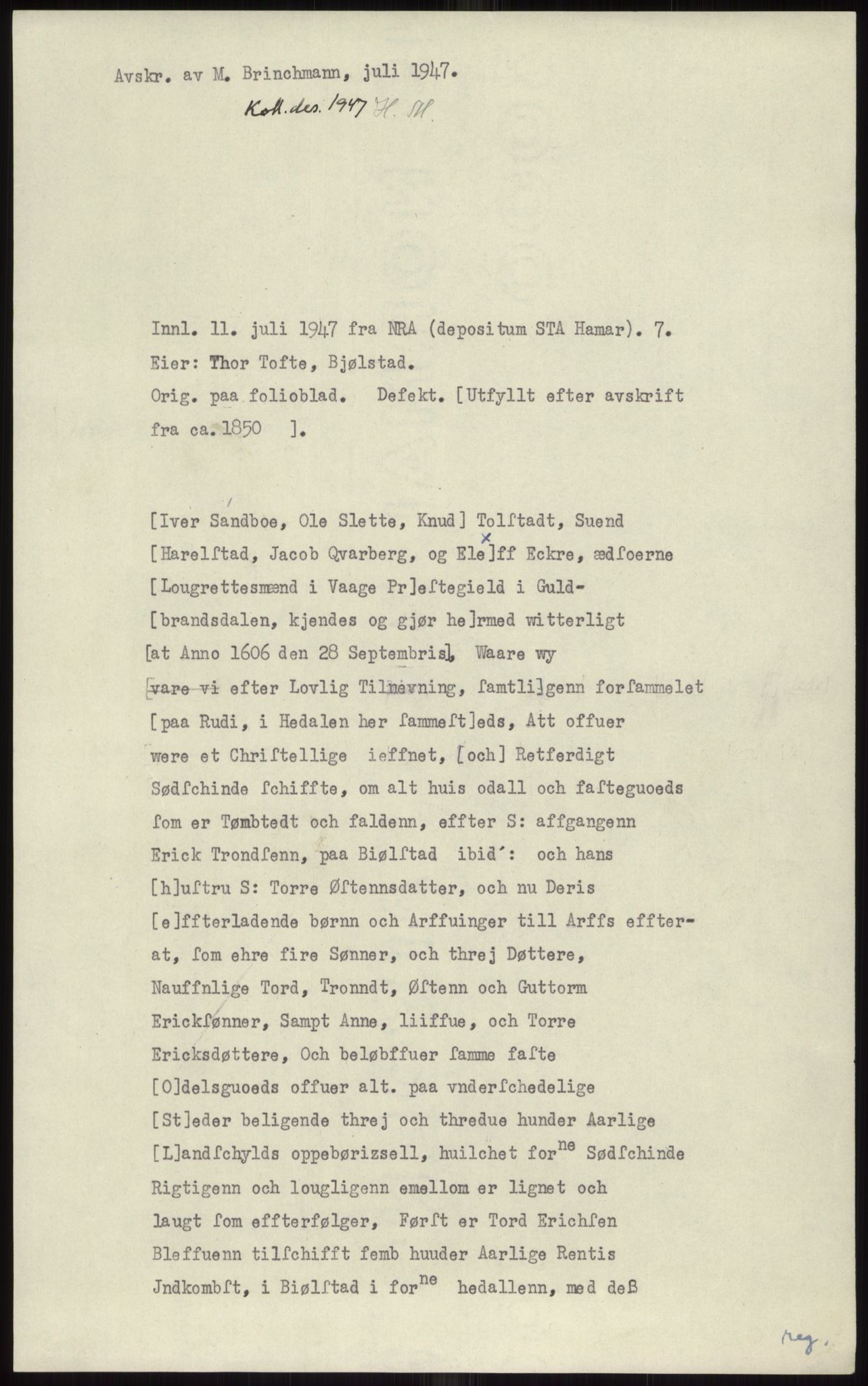 Samlinger til kildeutgivelse, Diplomavskriftsamlingen, AV/RA-EA-4053/H/Ha, p. 251