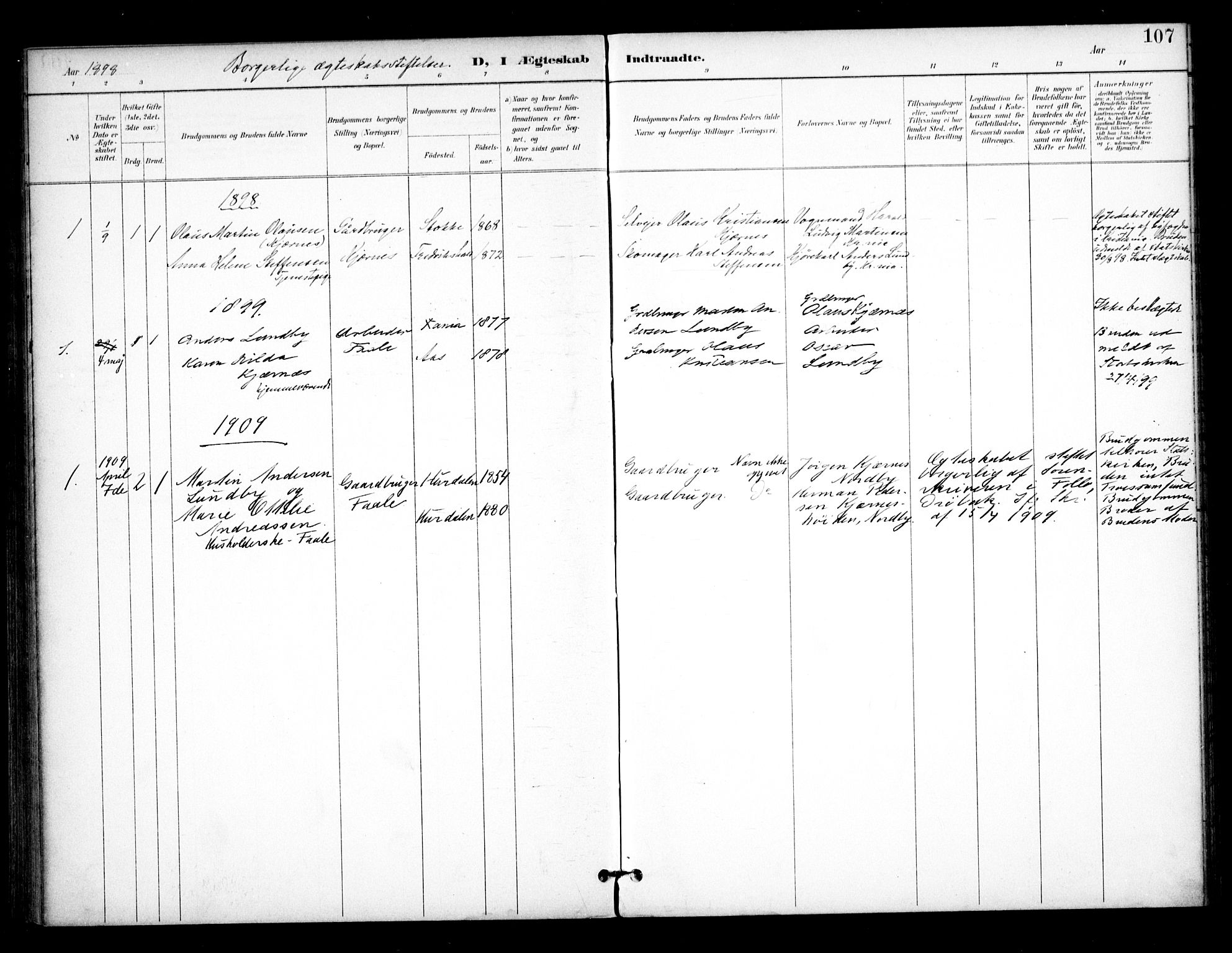Ås prestekontor Kirkebøker, SAO/A-10894/F/Fb/L0002: Parish register (official) no. II 2, 1895-1916, p. 107