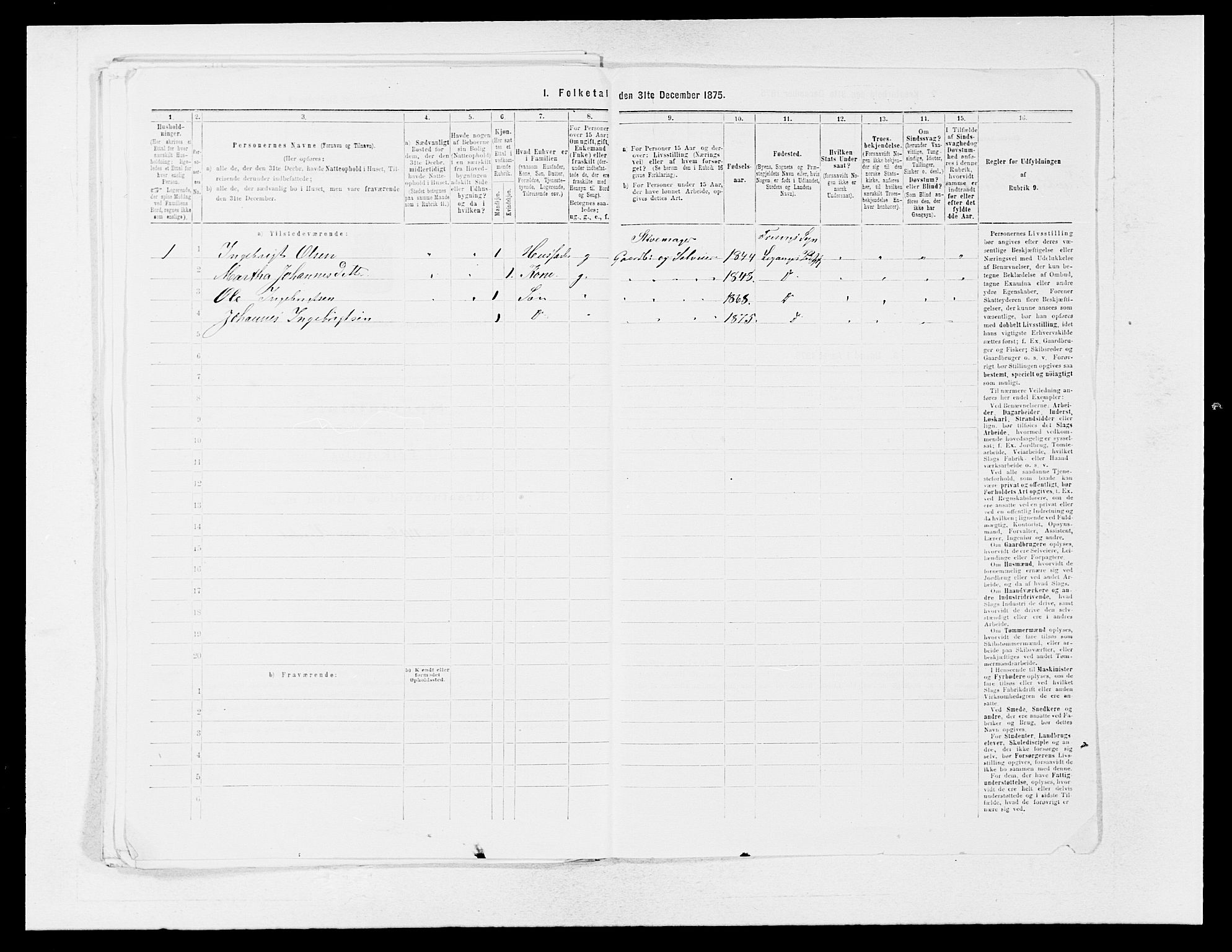 SAB, 1875 census for 1419P Leikanger, 1875, p. 535