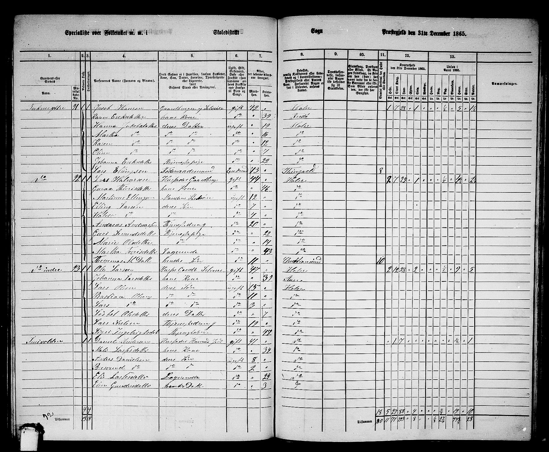 RA, 1865 census for Stangvik, 1865, p. 157