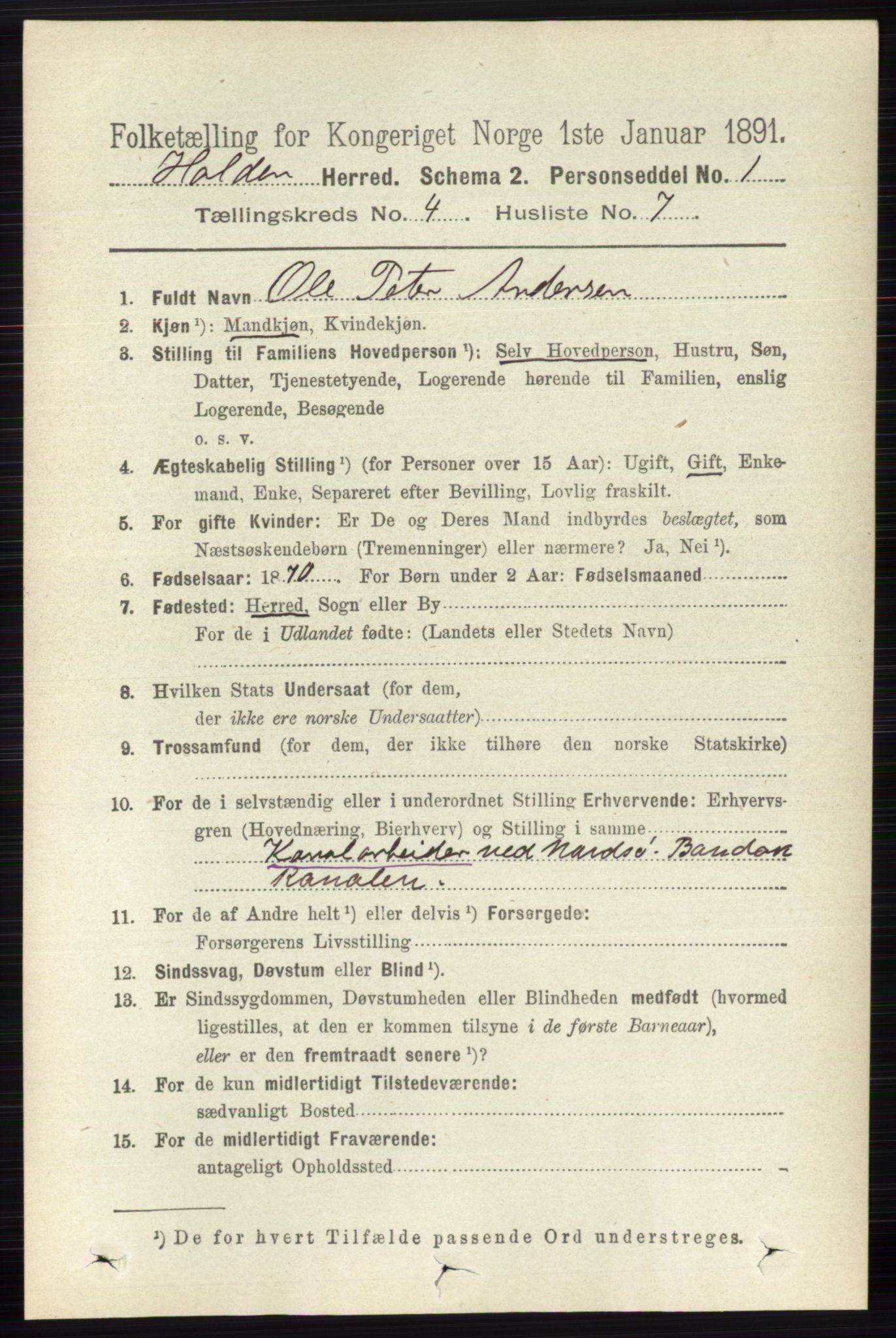 RA, 1891 census for 0819 Holla, 1891, p. 2288