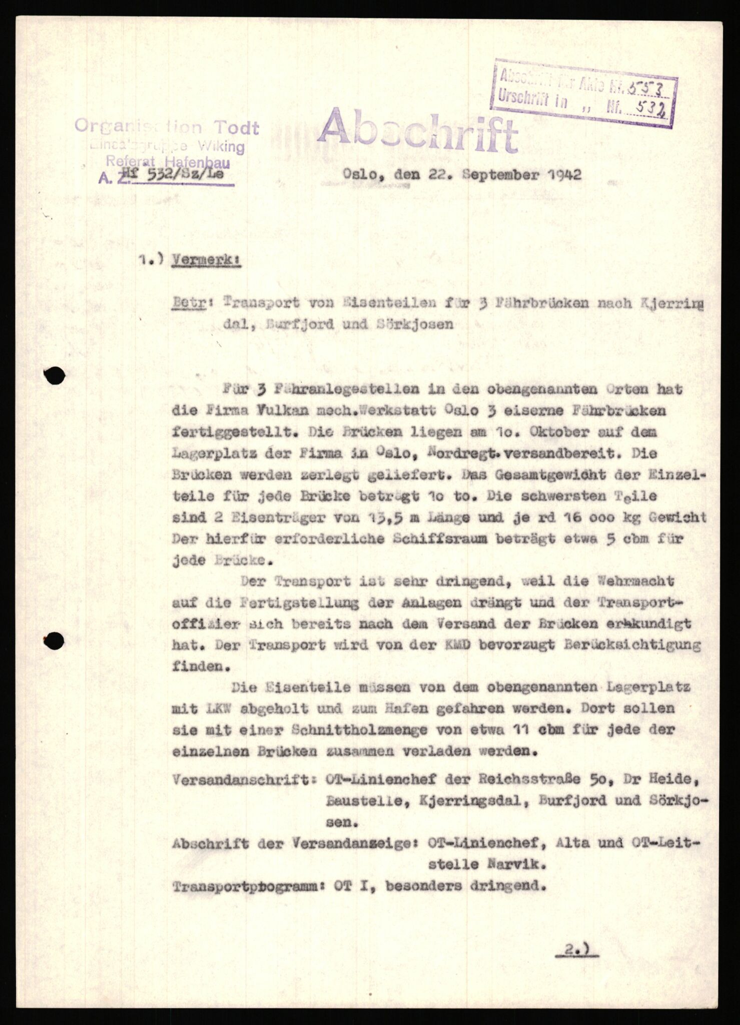 Tyske arkiver, Organisation Todt (OT), Einsatzgruppe Wiking, AV/RA-RAFA-2188/1/E/E2/E2d/L0023: Fähren und Anlegen, 1942-1944, p. 176