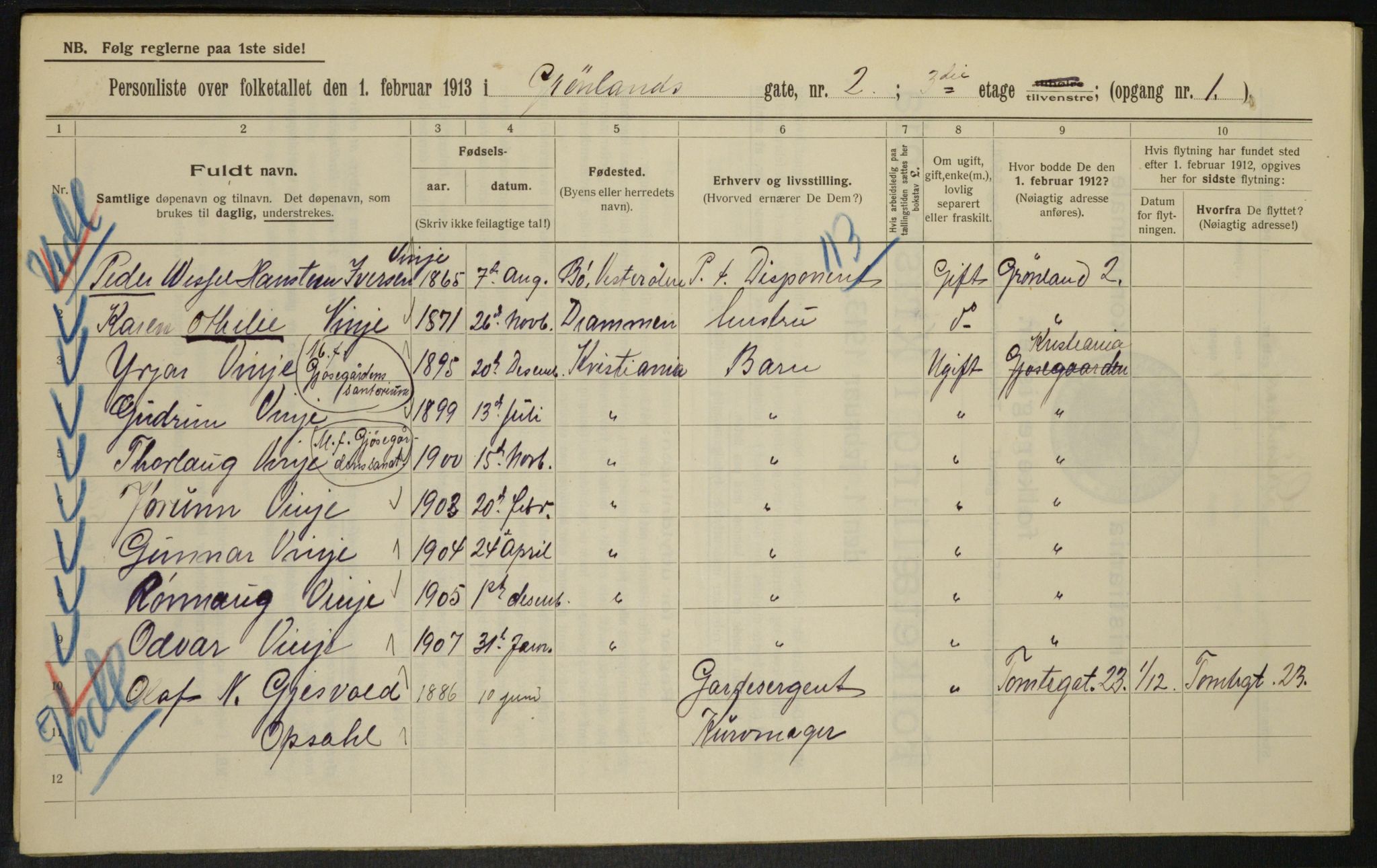 OBA, Municipal Census 1913 for Kristiania, 1913, p. 31226