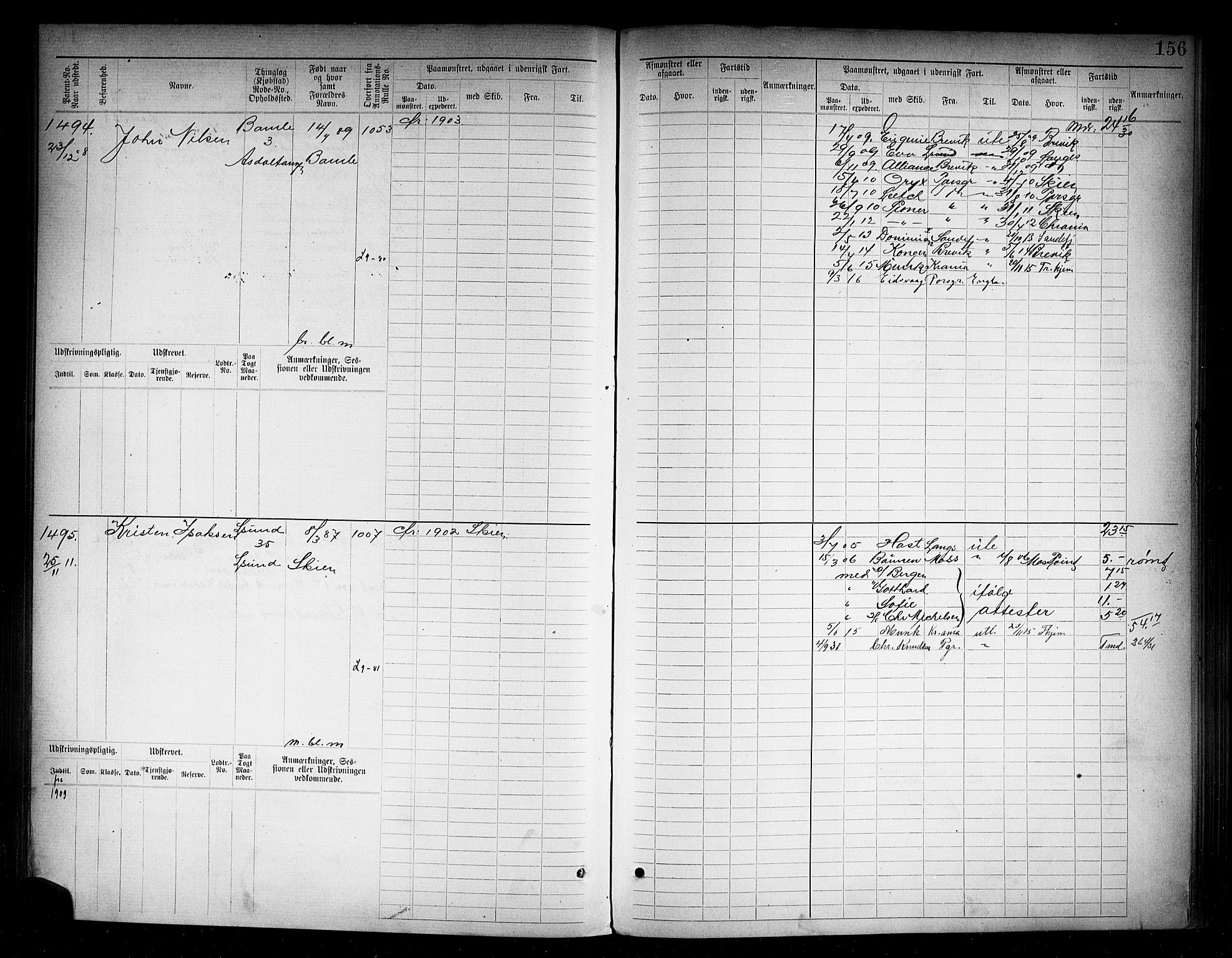 Langesund innrulleringskontor, AV/SAKO-A-831/F/Fc/L0006: Hovedrulle, 1891-1922, p. 159