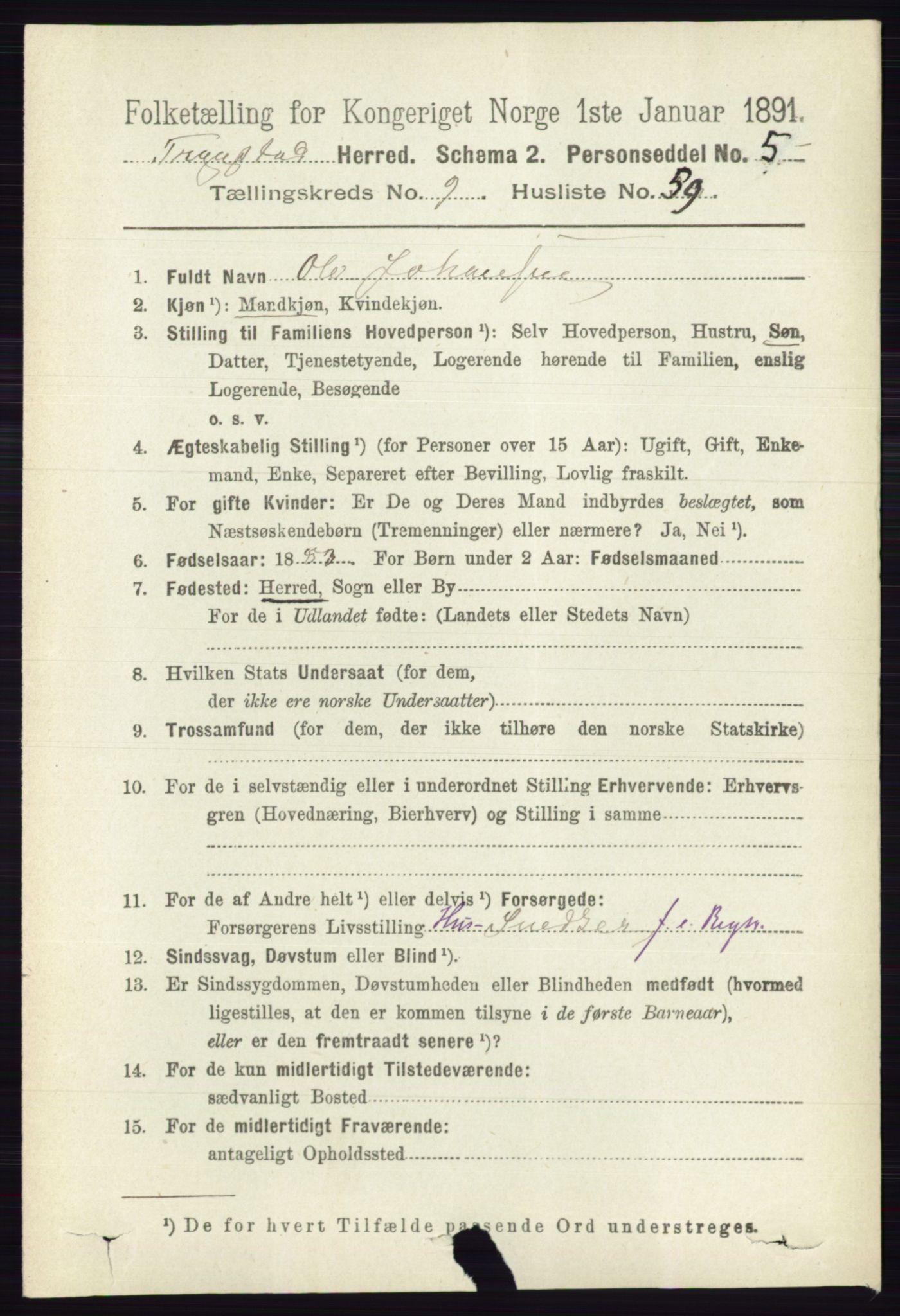 RA, 1891 Census for 0122 Trøgstad, 1891, p. 4226