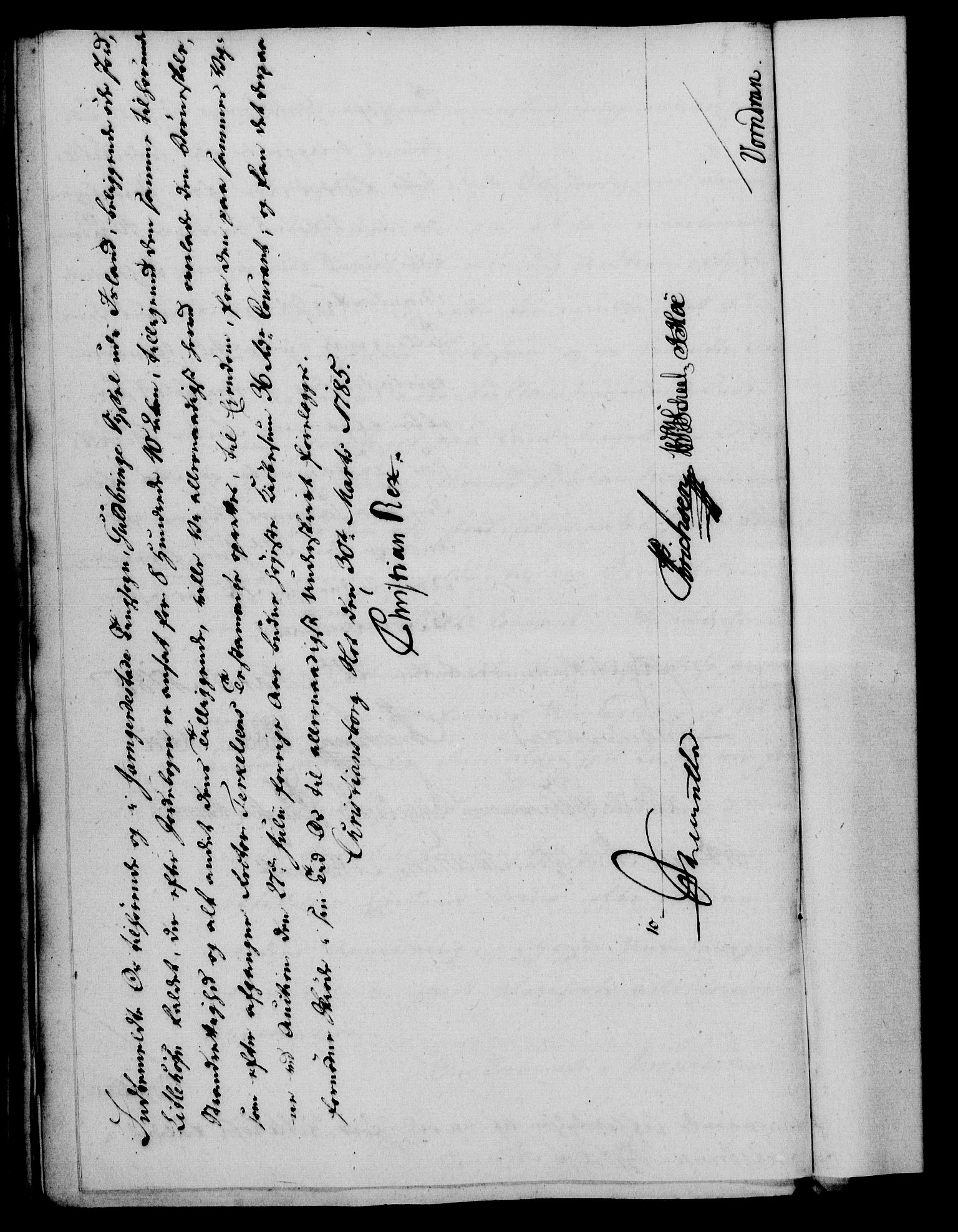 Rentekammeret, Kammerkanselliet, RA/EA-3111/G/Gf/Gfa/L0067: Norsk relasjons- og resolusjonsprotokoll (merket RK 52.67), 1785, p. 253