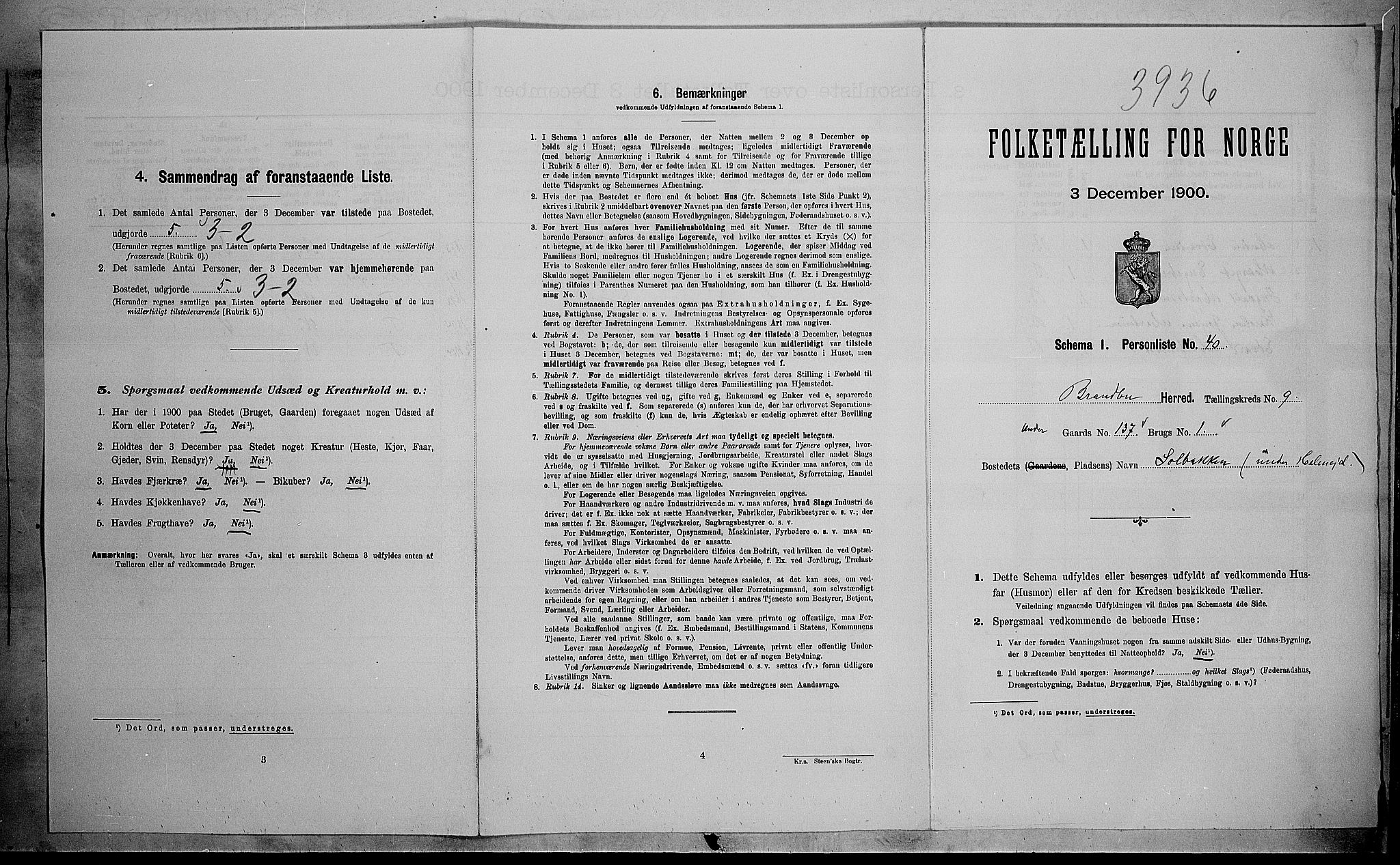 SAH, 1900 census for Brandbu, 1900, p. 1354