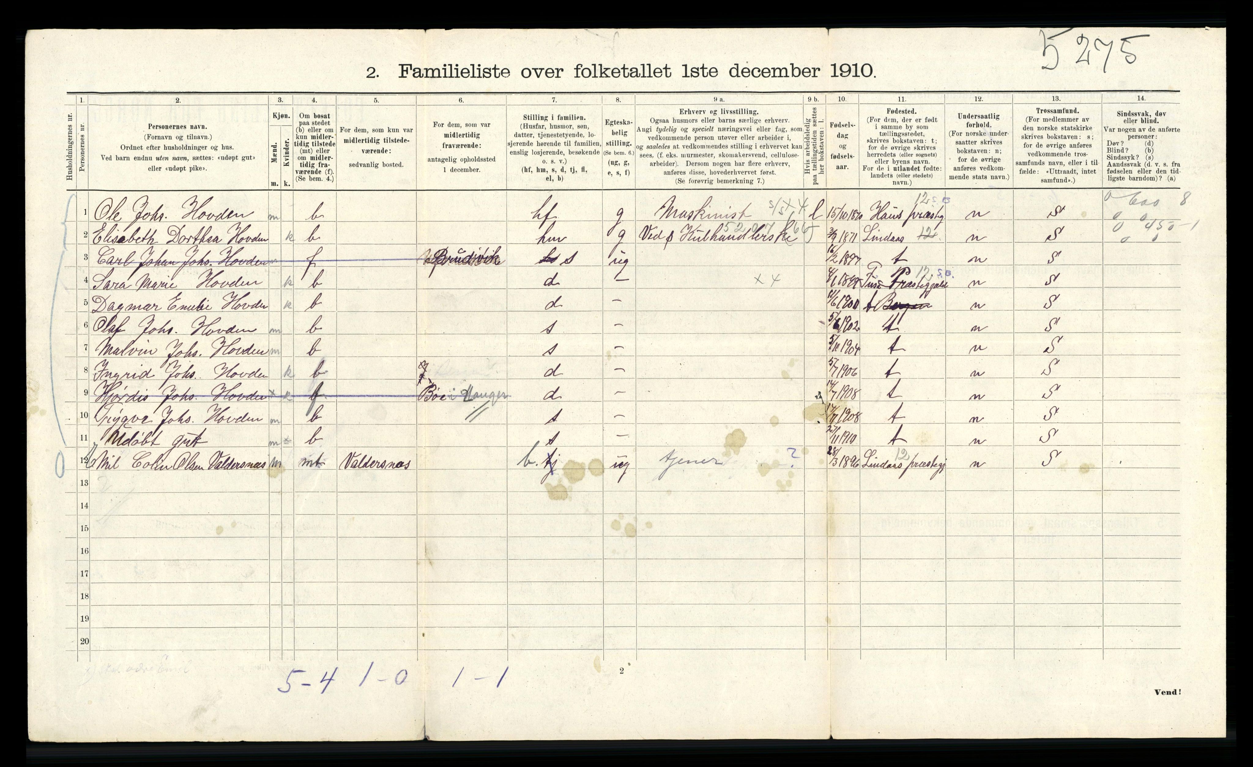 RA, 1910 census for Bergen, 1910, p. 6466