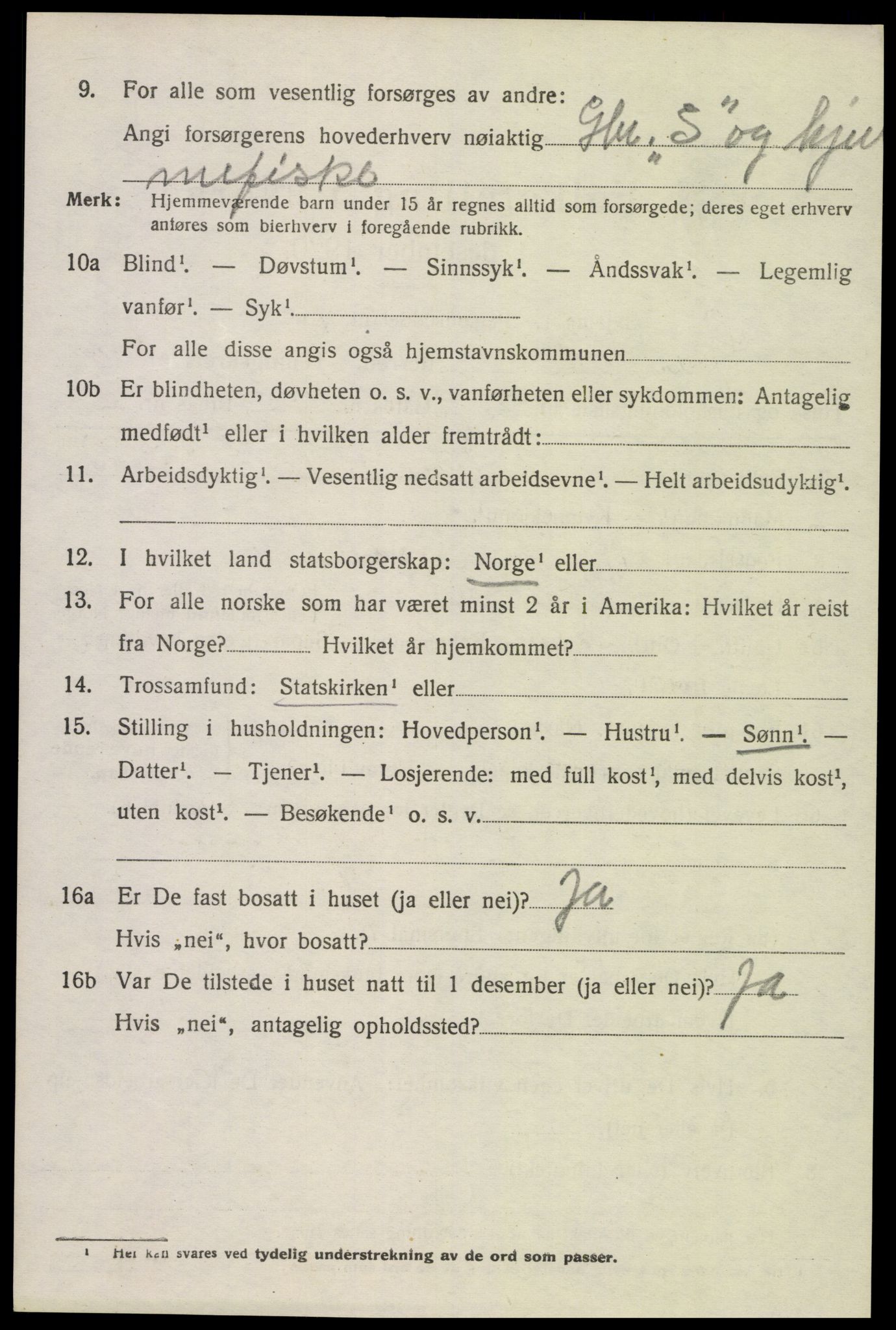 SAK, 1920 census for Spangereid, 1920, p. 2224