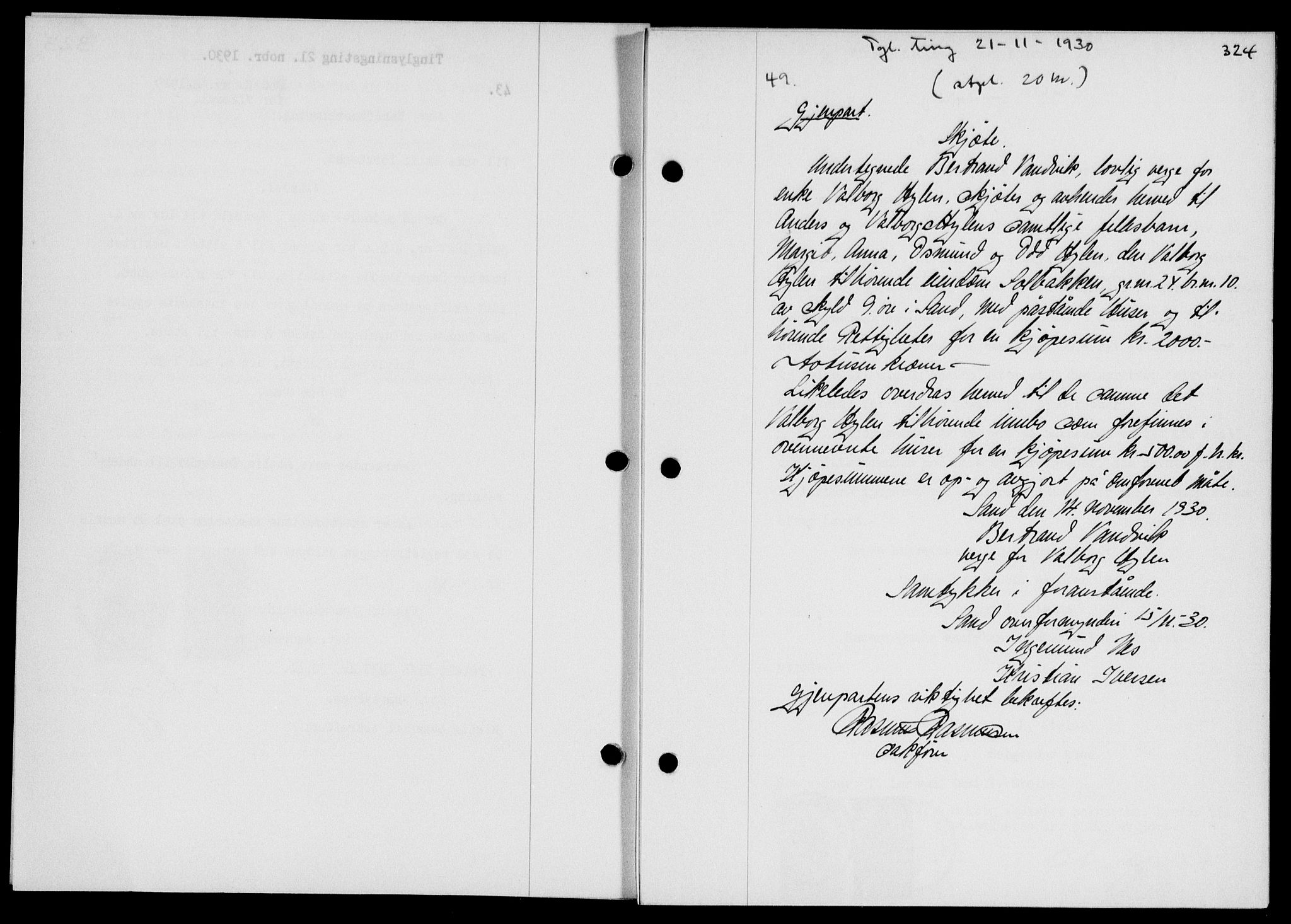 Ryfylke tingrett, SAST/A-100055/001/II/IIB/L0061: Mortgage book no. 40, 1930-1931, Deed date: 21.11.1930