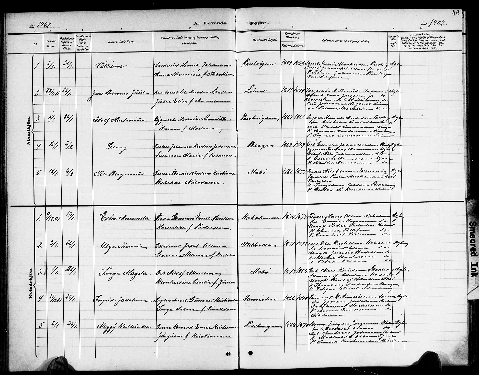 Oddernes sokneprestkontor, SAK/1111-0033/F/Fb/Fba/L0009: Parish register (copy) no. B 9, 1899-1923, p. 46