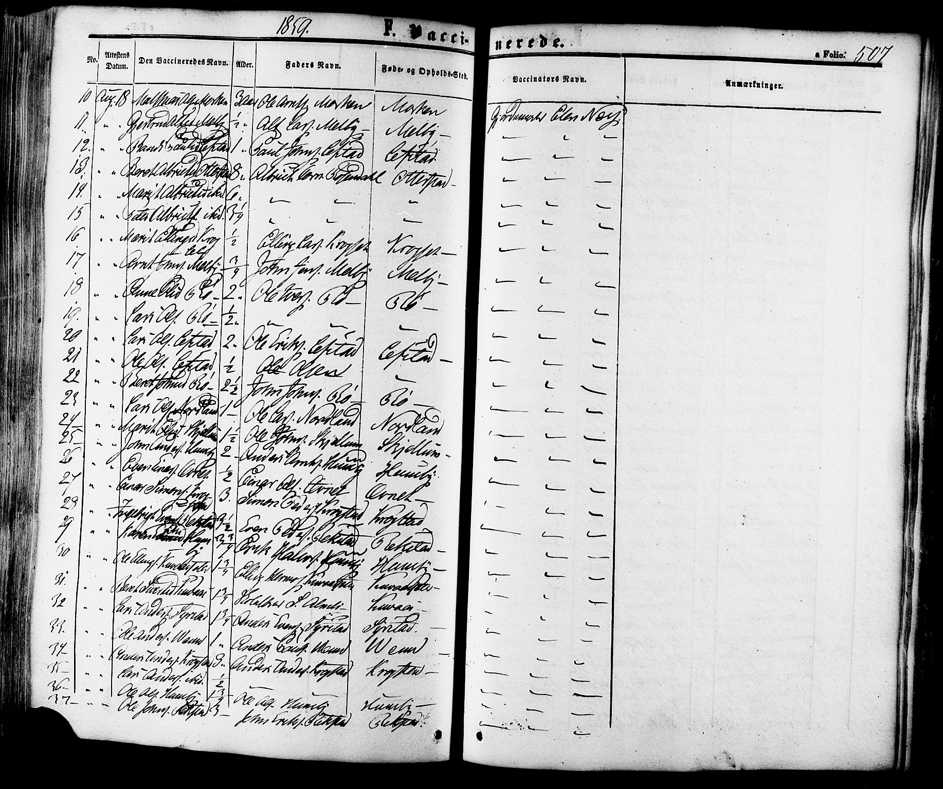 Ministerialprotokoller, klokkerbøker og fødselsregistre - Sør-Trøndelag, SAT/A-1456/665/L0772: Parish register (official) no. 665A07, 1856-1878, p. 507